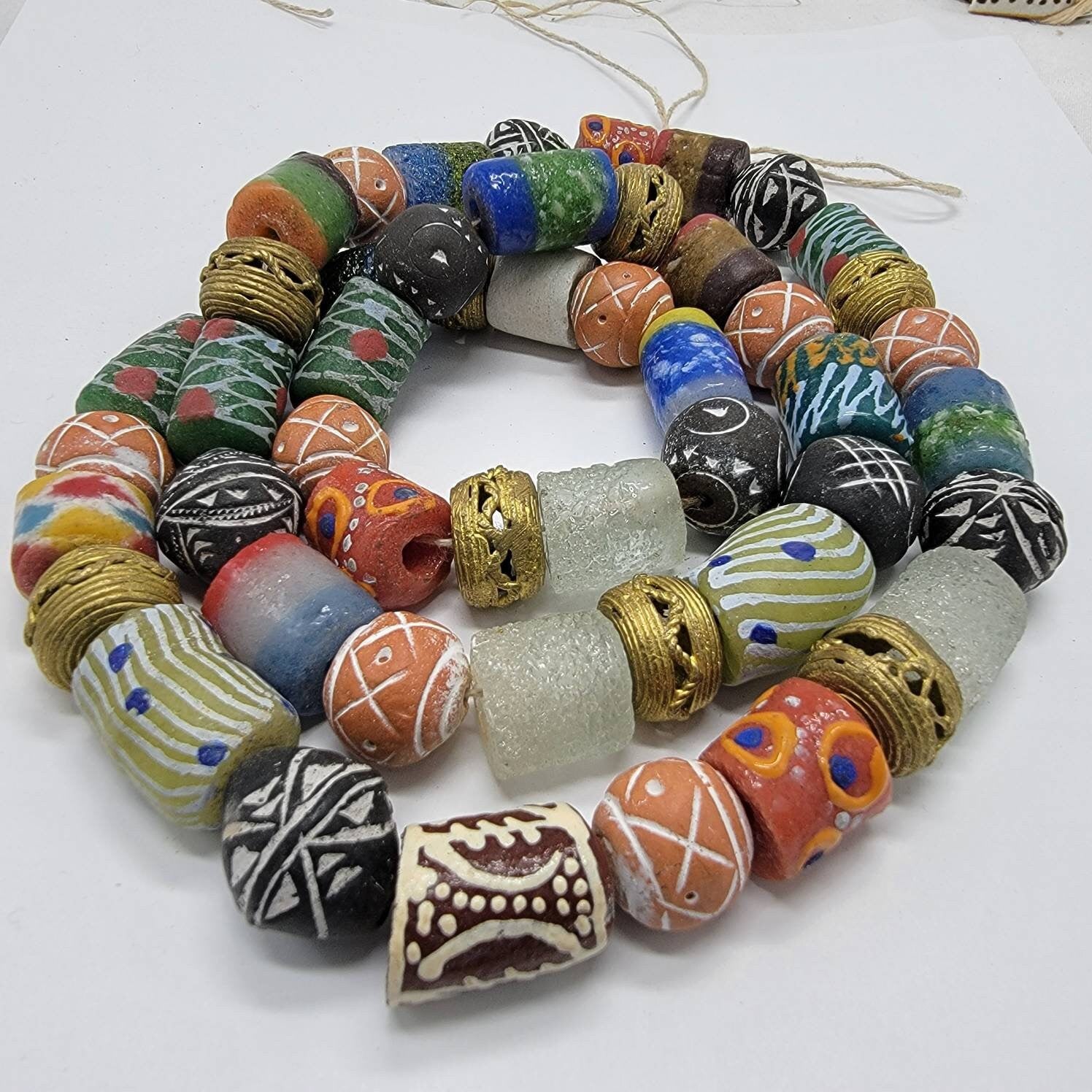 29 Mix Beads, Bone Beads, Krobo Beads, Terracotta Beads, Tuareg Beads