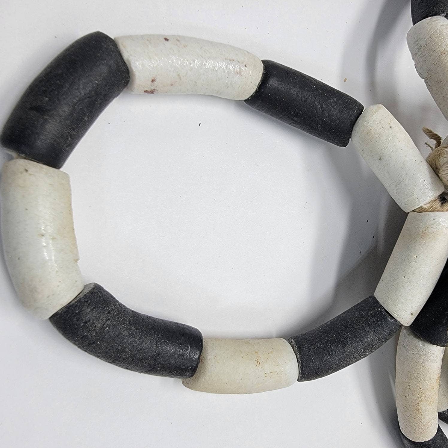 Black and White Tube Beads, African Beads