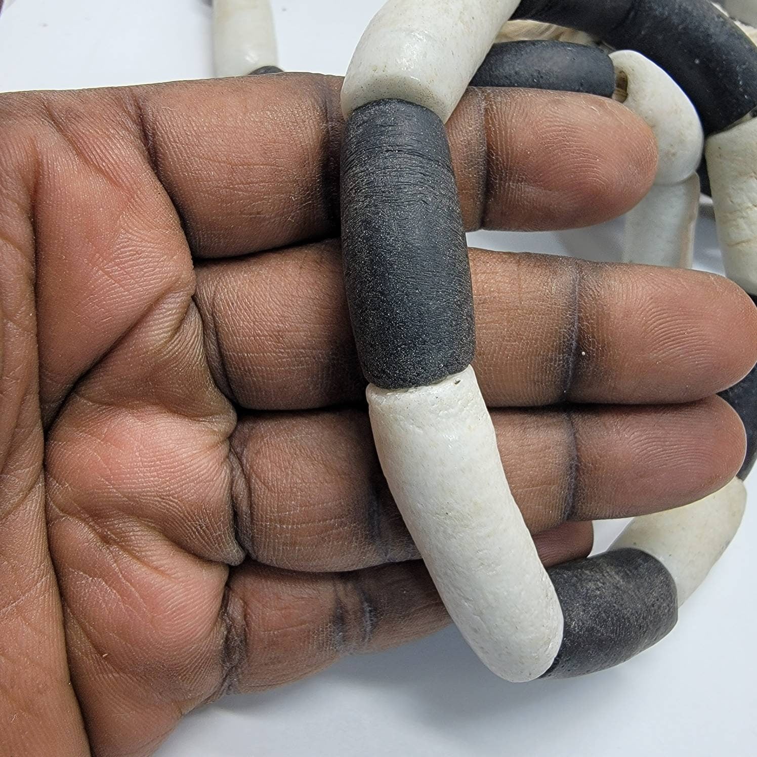 Black and White Tube Beads, African Beads