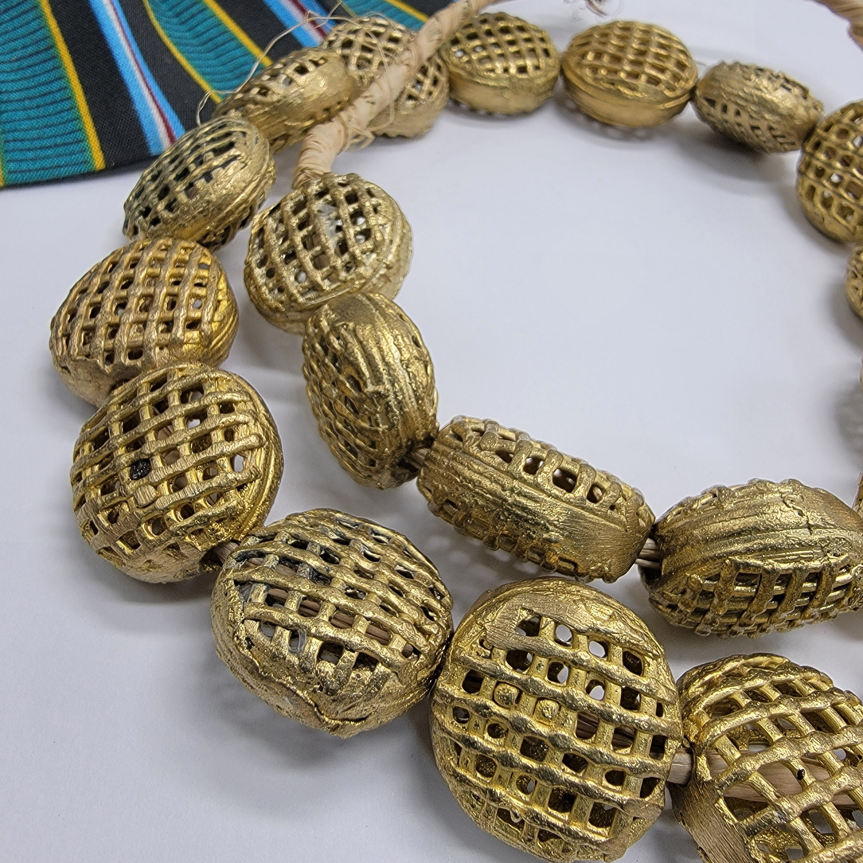 24 Netted African Brass Beads