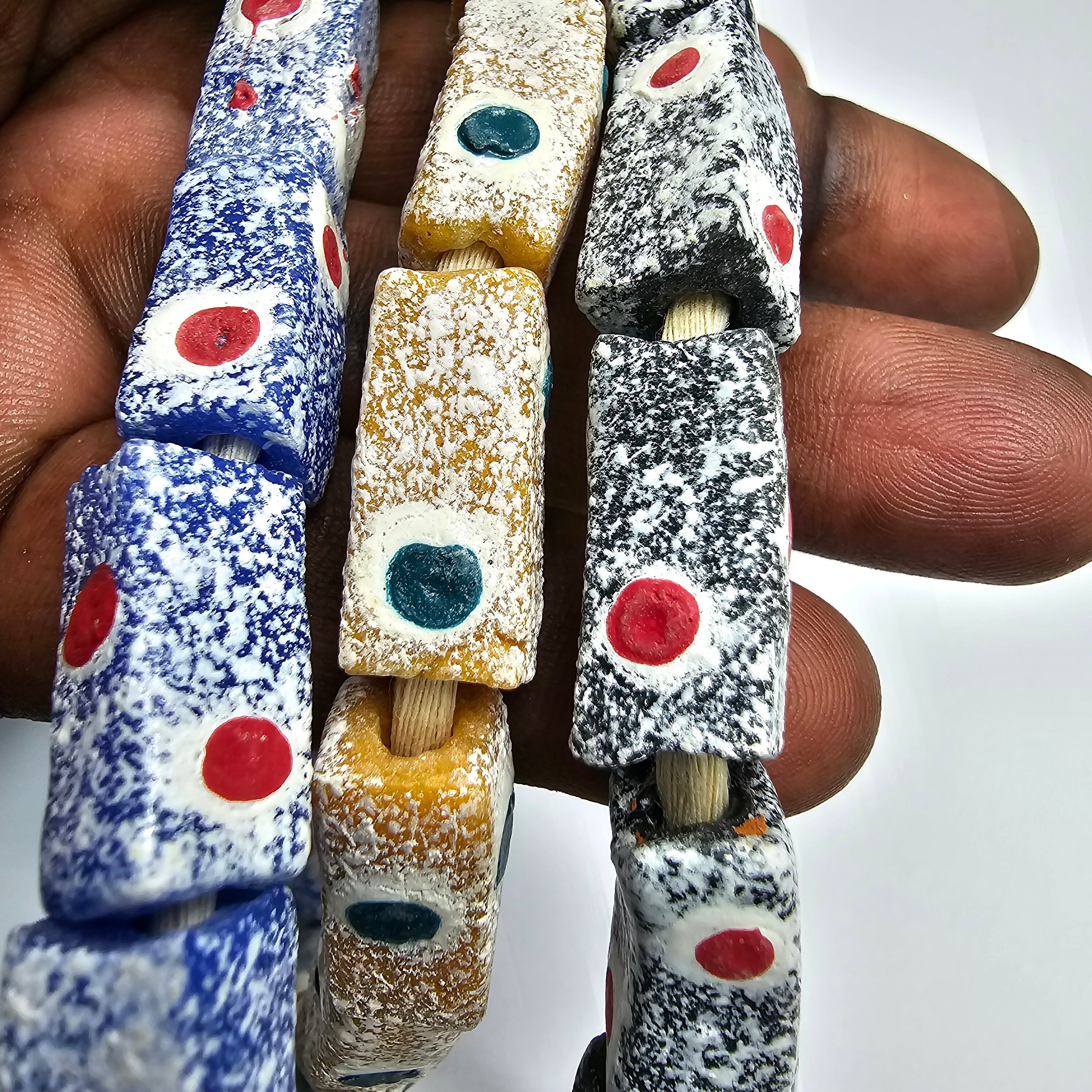 Rectangle African Recycled Glass Bead