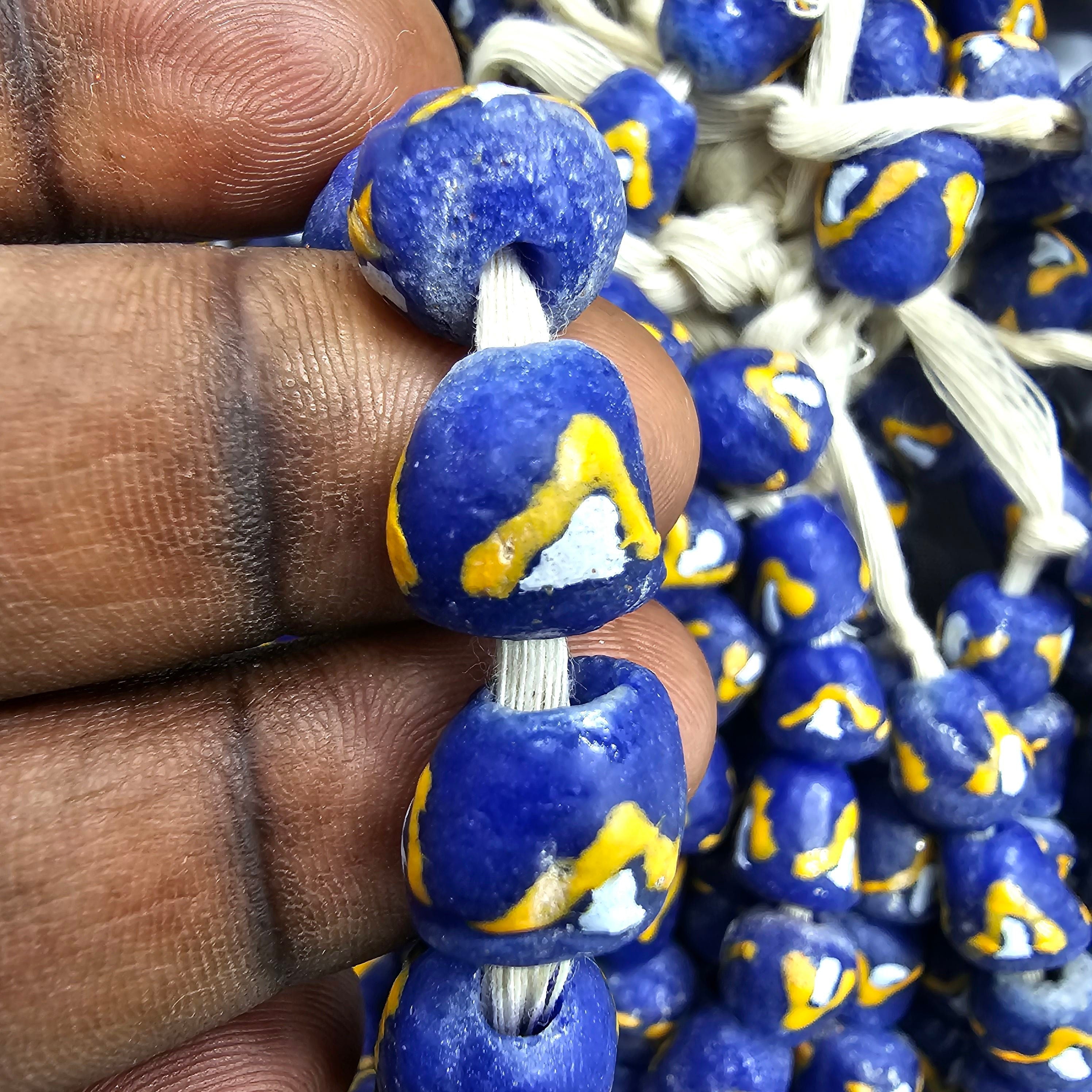 20 Round African Glass Beads, Krobo Round Beads