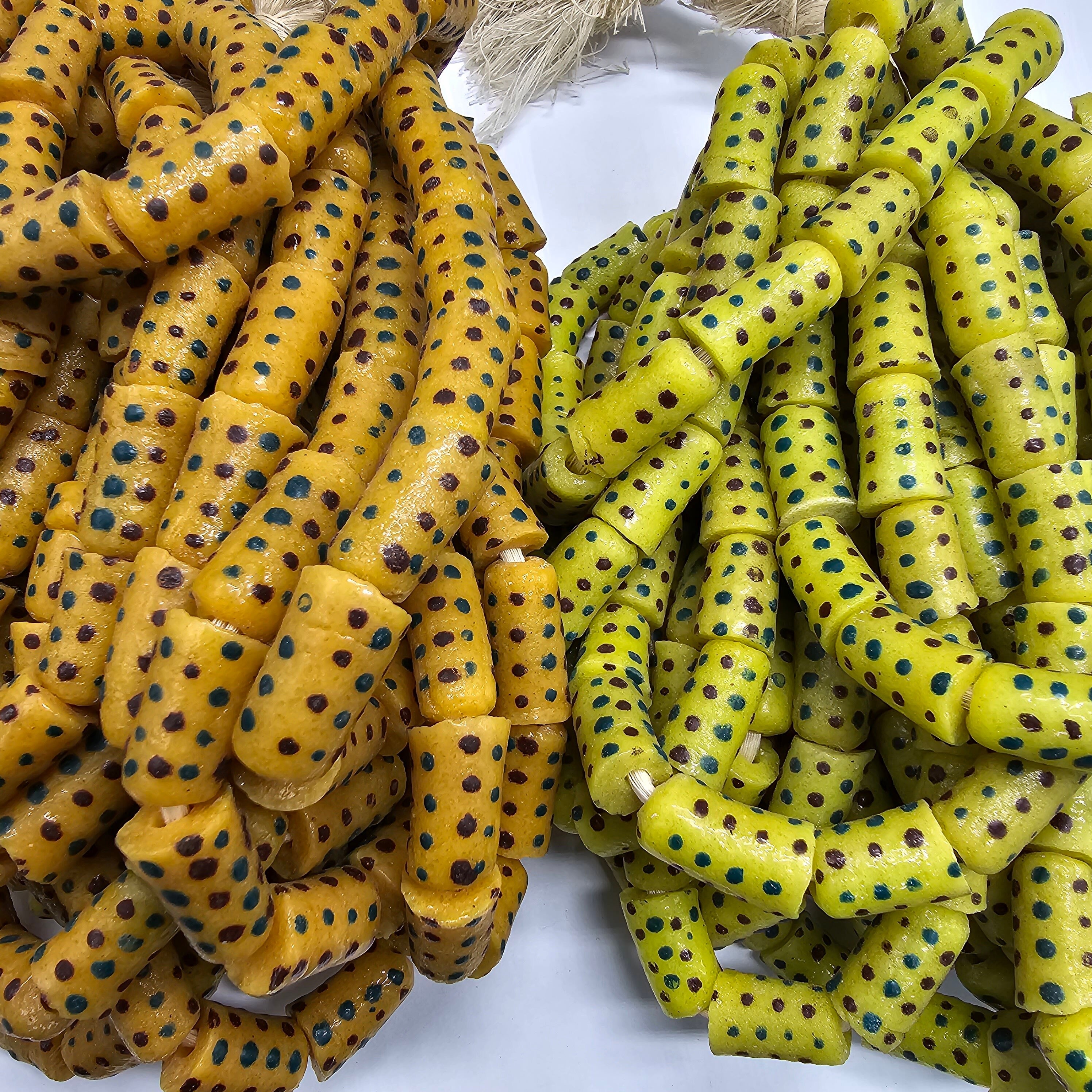 16 Krobo Glass Beads, Handmade Jewelry Making Beads