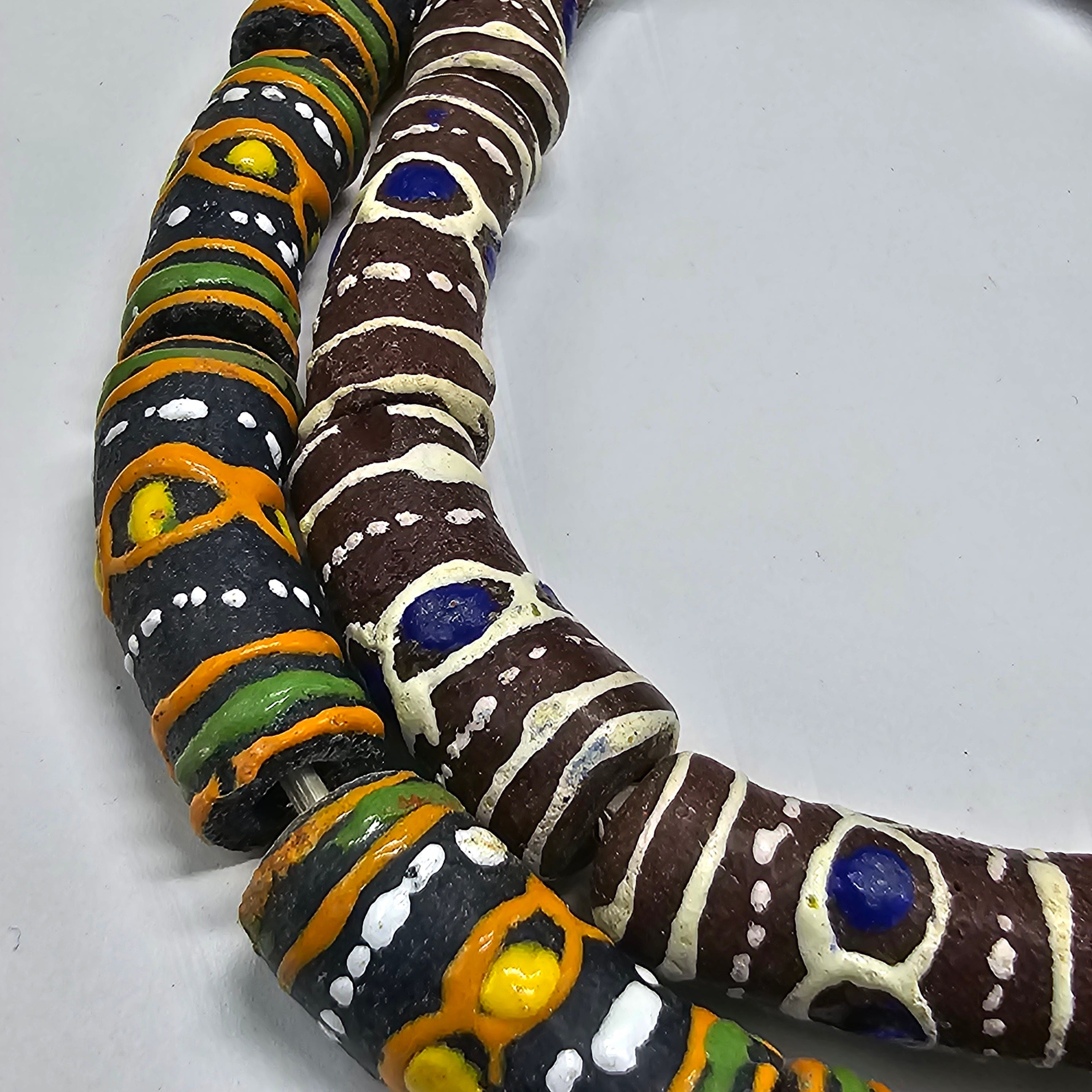 10 Hand Painted African Beads, Krobo beads, Recycle Beads