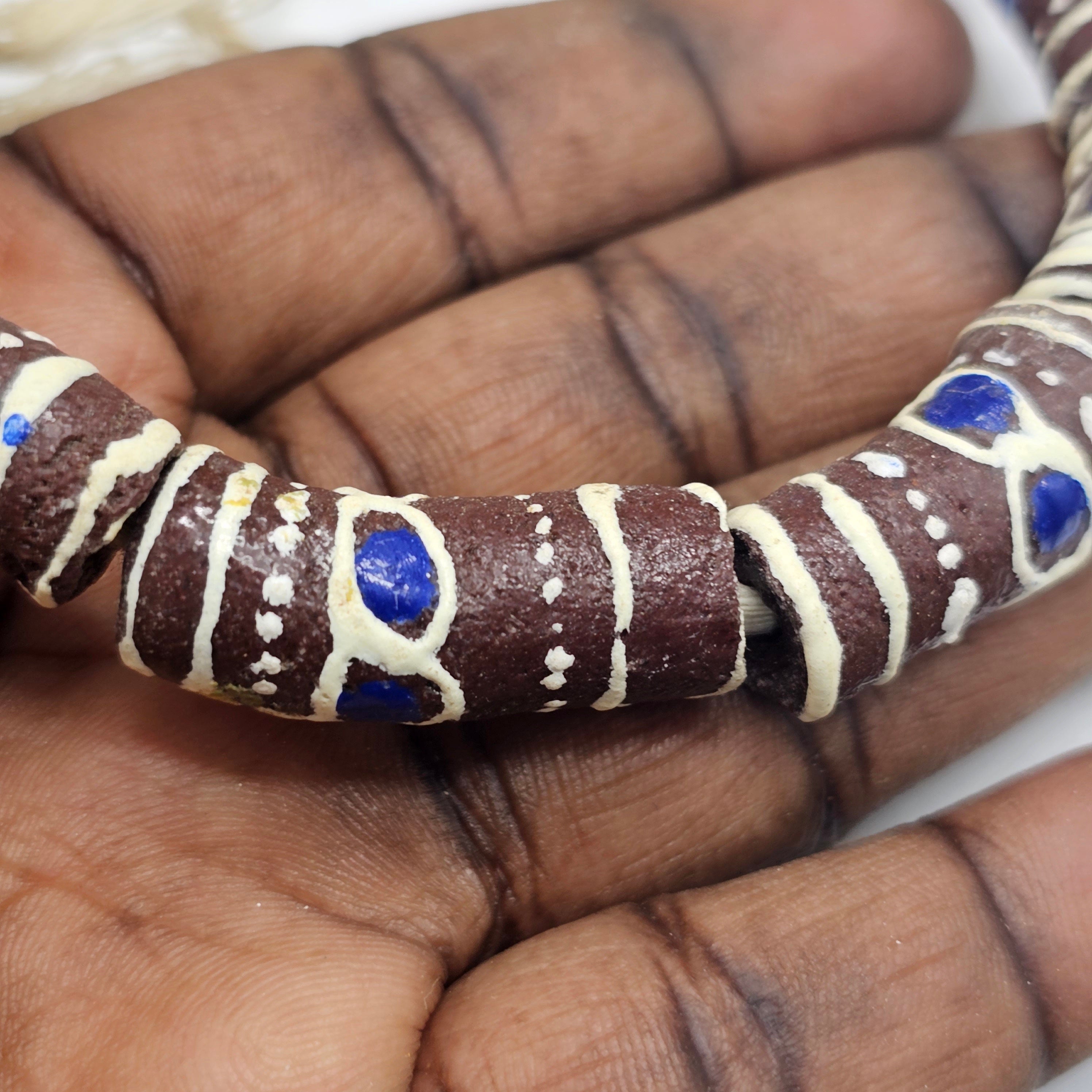 10 Hand Painted African Beads, Krobo beads, Recycle Beads