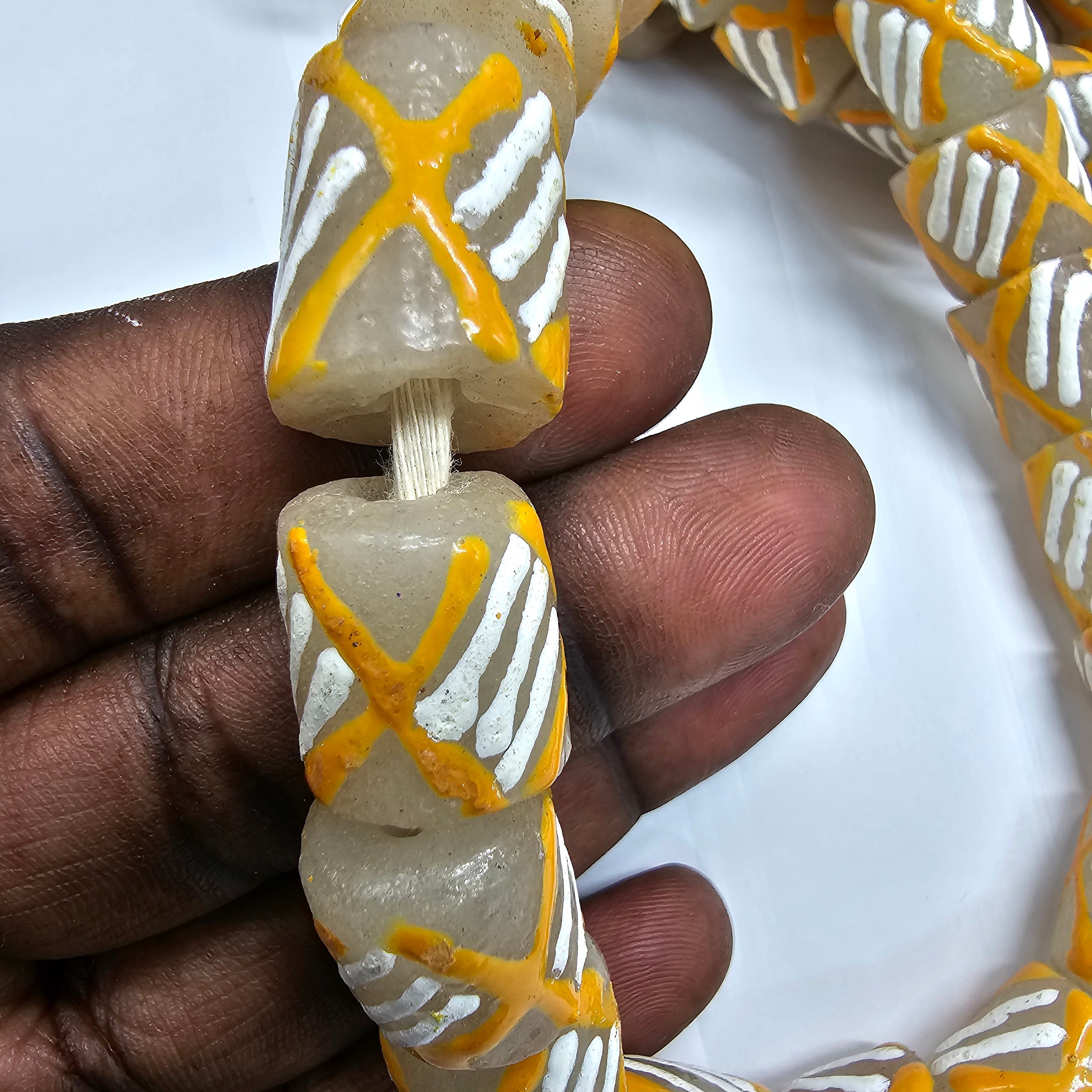 18 Krobo Glass Beads, Recycled Glass Beads