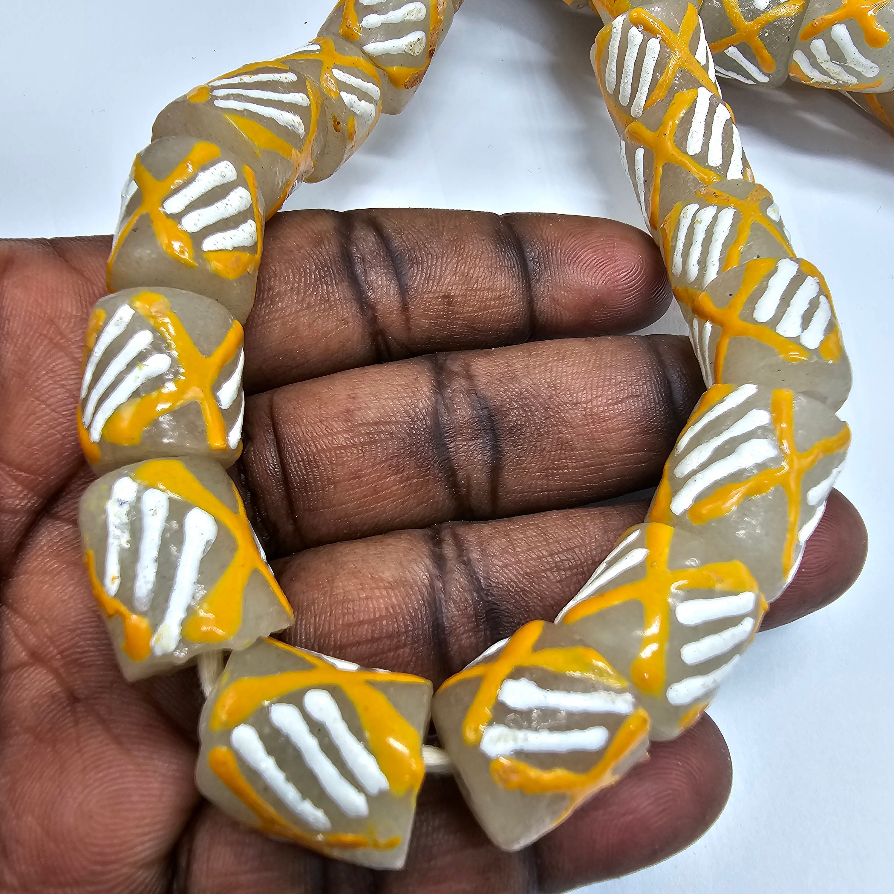 18 Krobo Glass Beads, Recycled Glass Beads