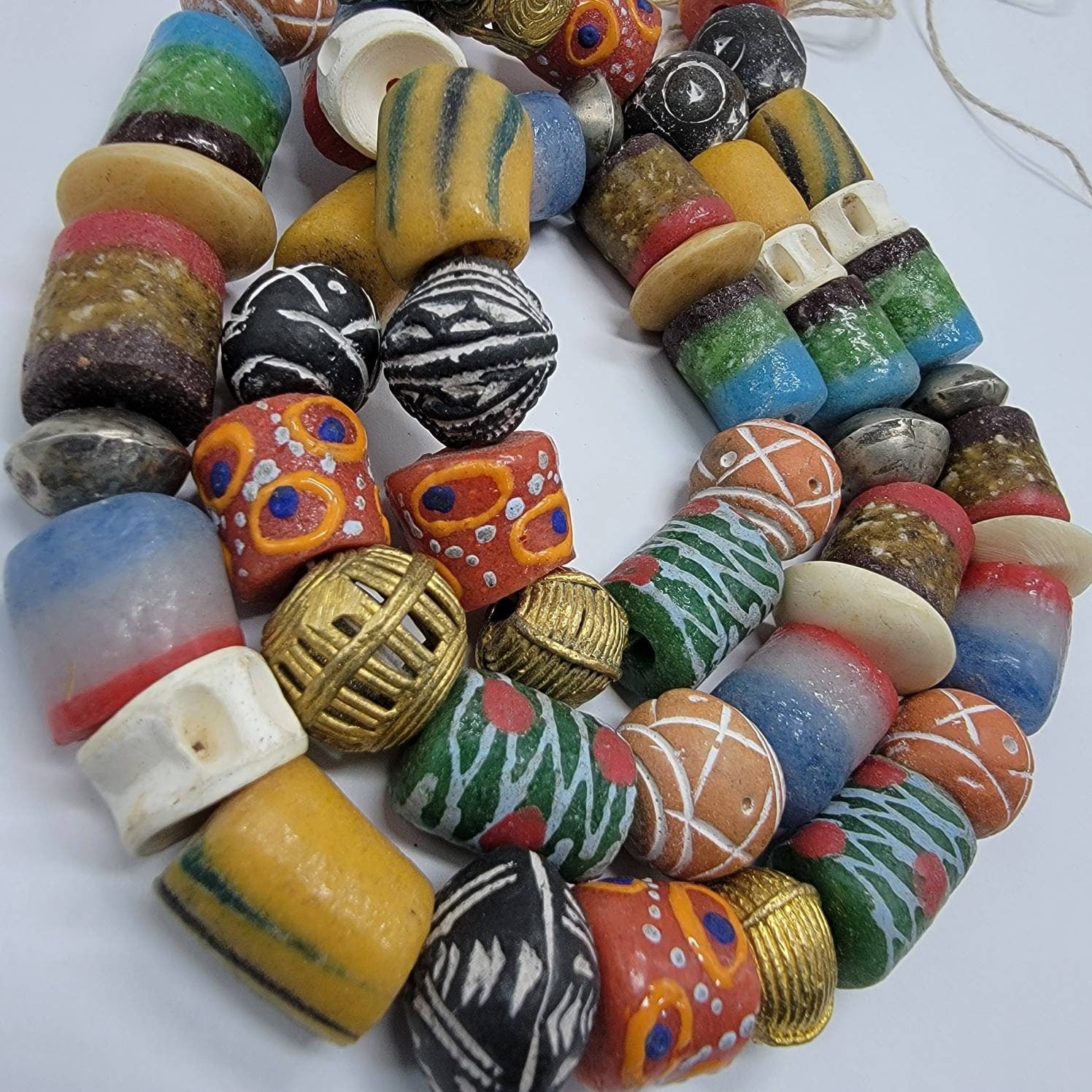 29 Mix Beads, Bone Beads, Krobo Beads, Terracotta Beads, Tuareg Beads