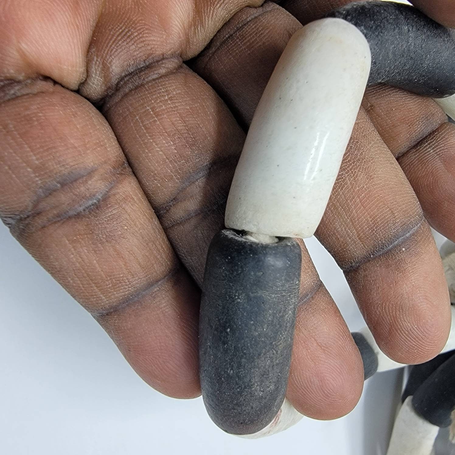 Black and White Tube Beads, African Beads