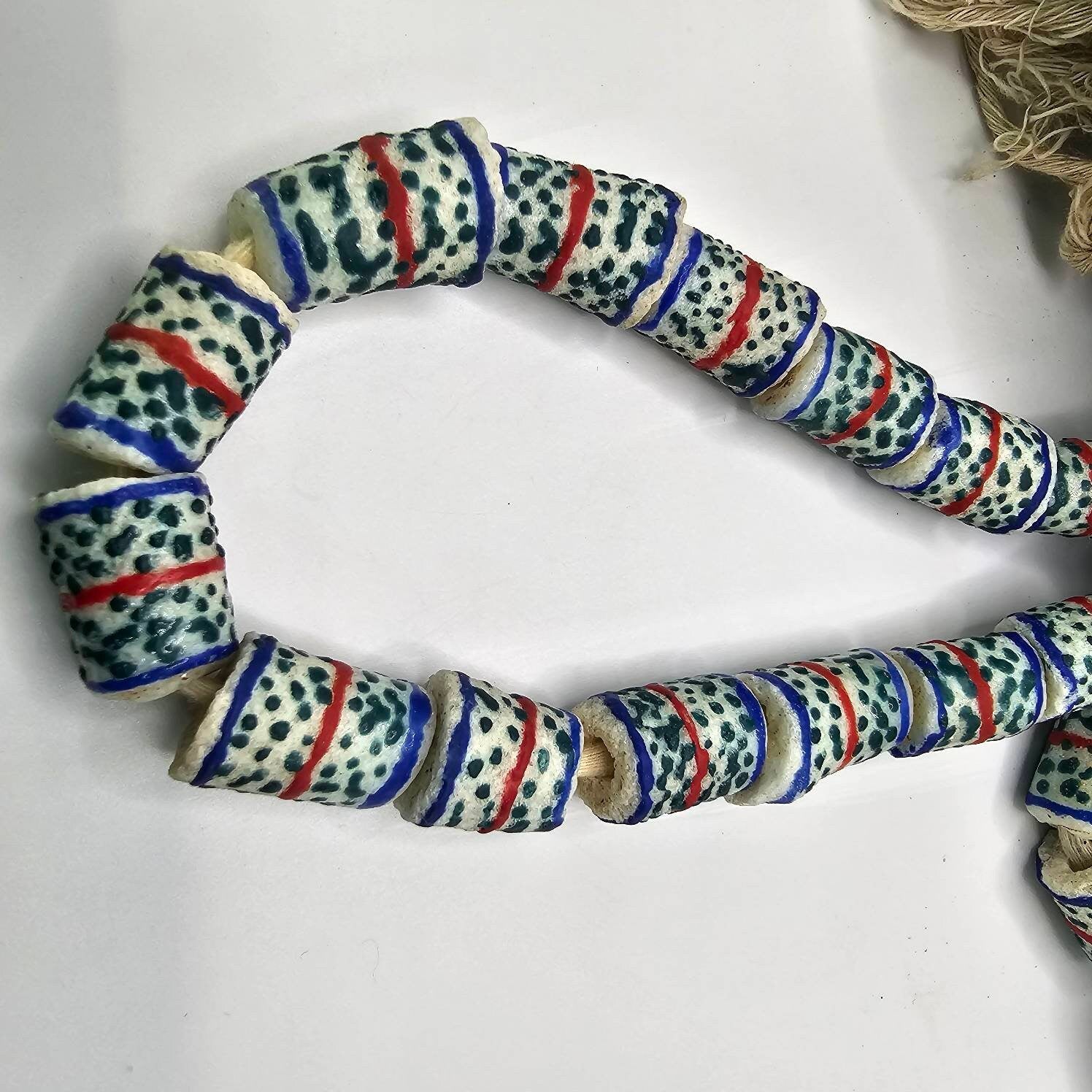 15 Dotted Krobo Beads, African Glass Beads