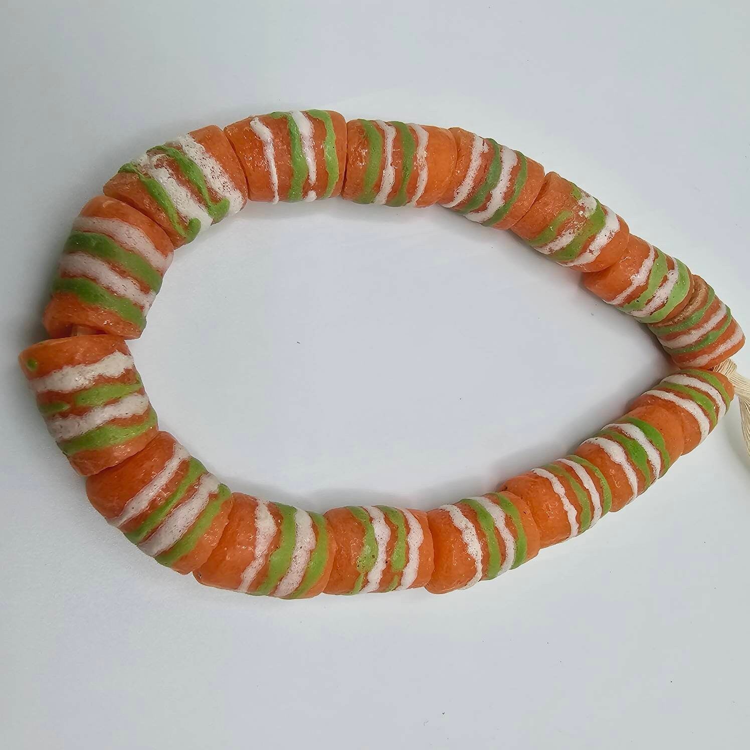 Red African Bead, Blue Krobo Beads, Orange Handmade Beads