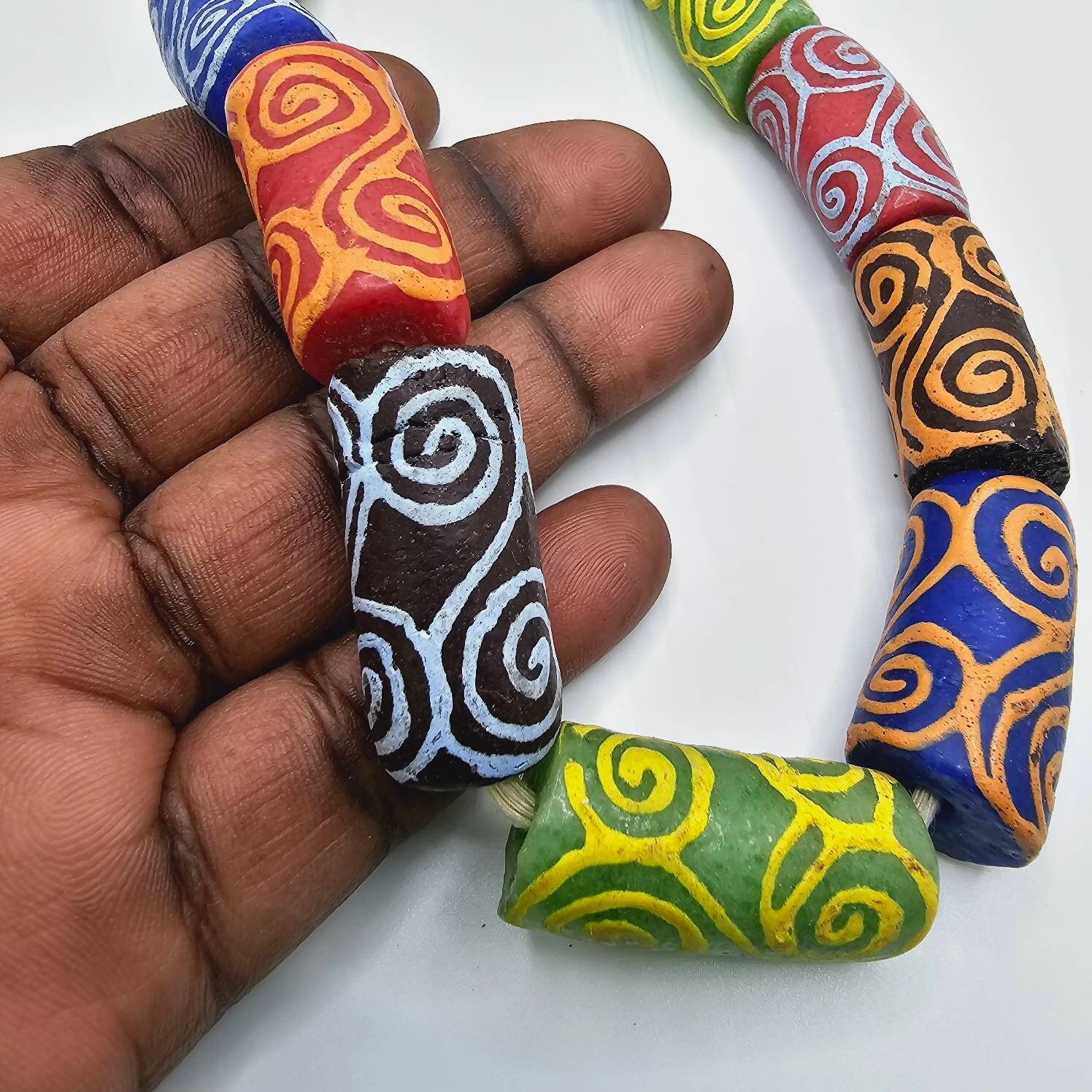 Large Medley Mix Hand Panted African Beads