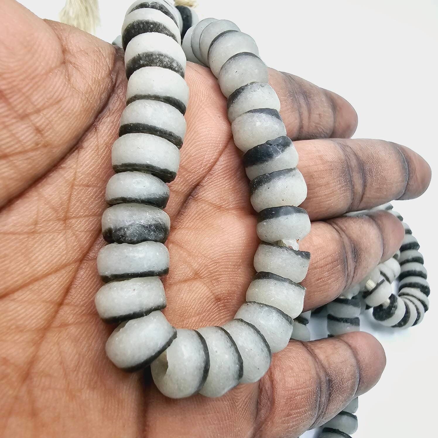 Frosted Black Beads, African Beads