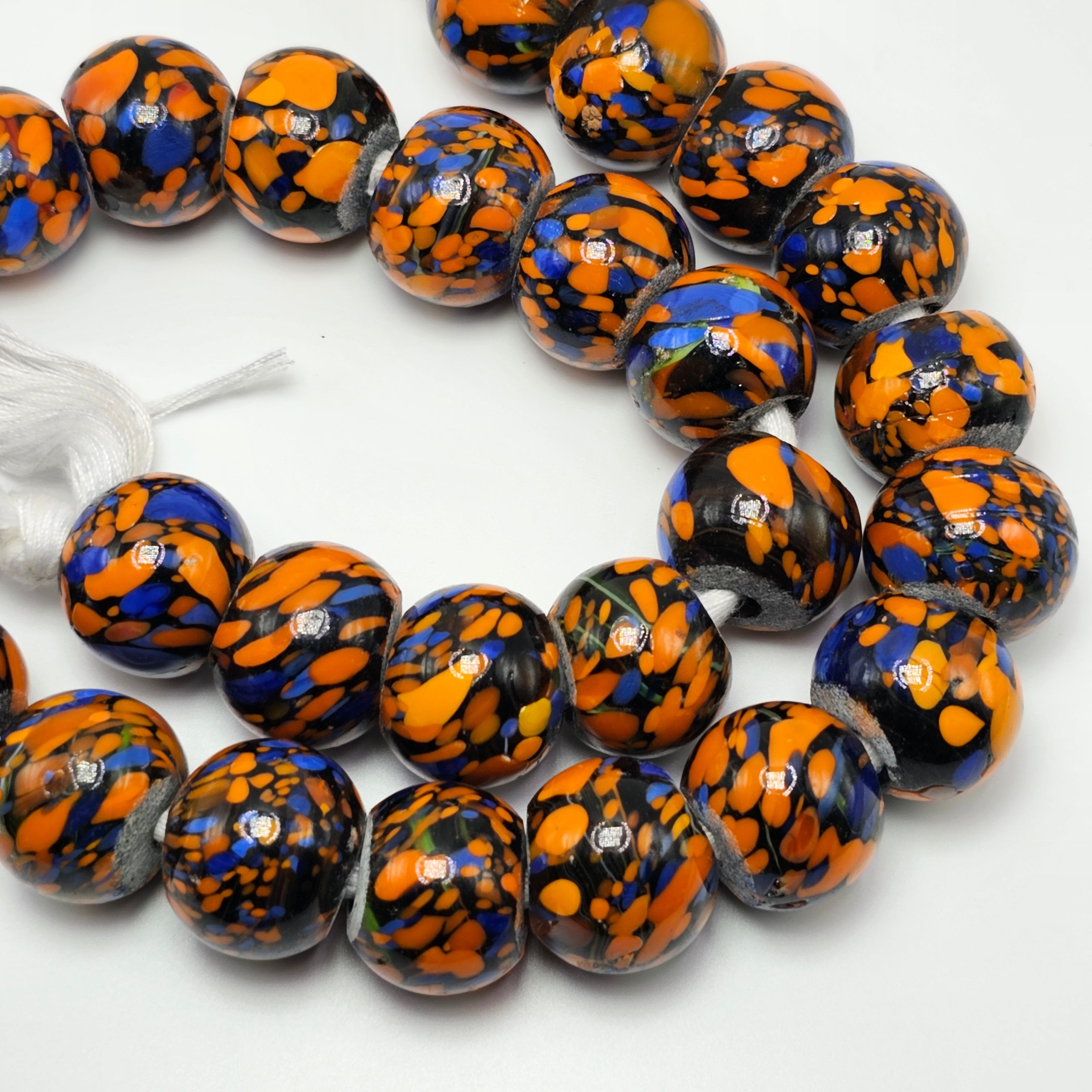 Orange Blue Lamp Beads, Indian Beads