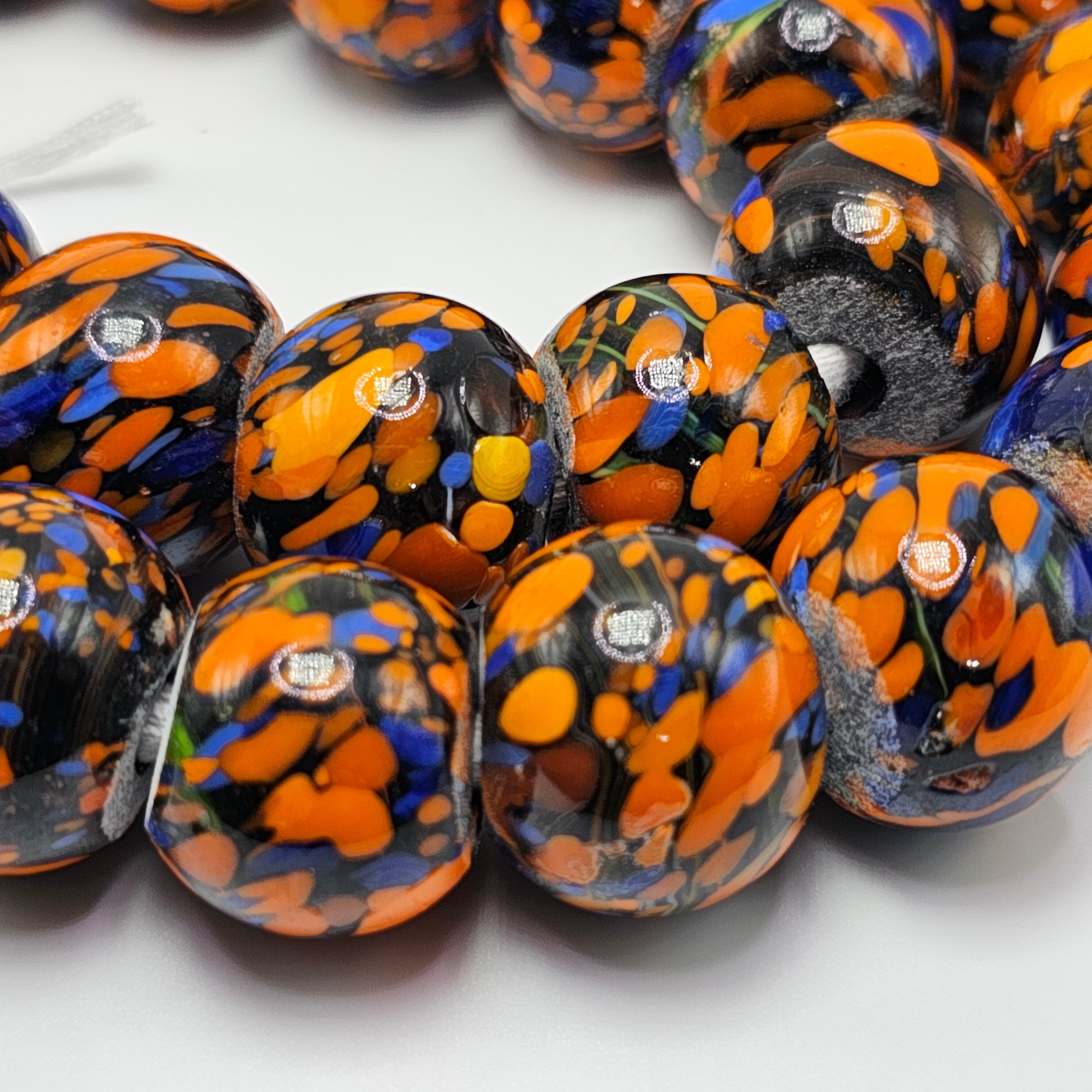 Orange Blue Lamp Beads, Indian Beads