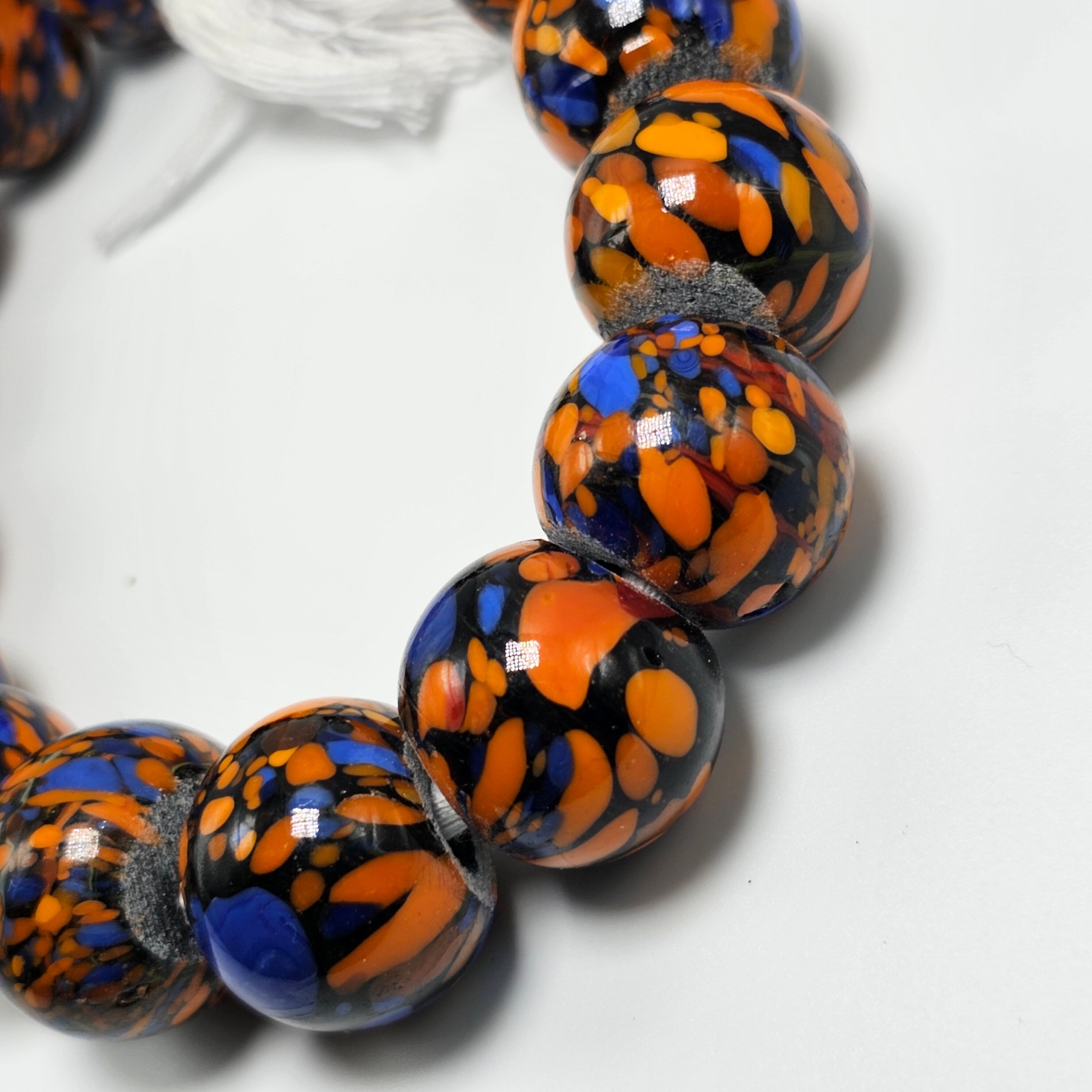 Orange Blue Lamp Beads, Indian Beads