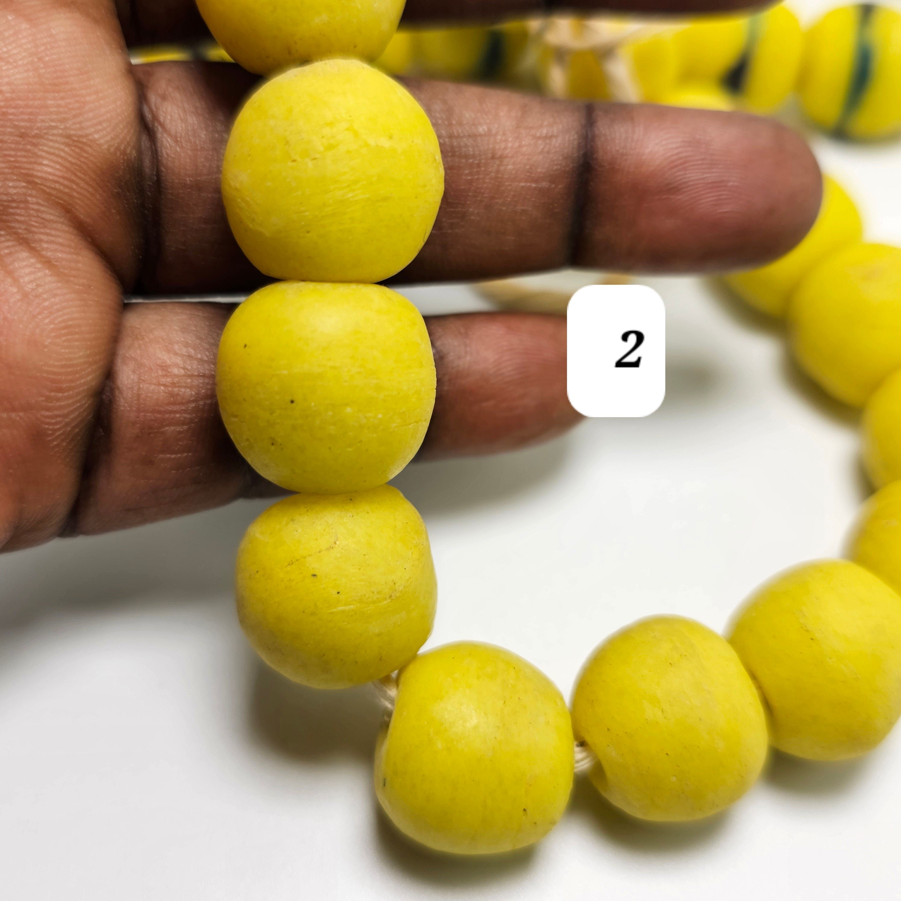 Yellow African Ball Beads, Jewelry Making Beads