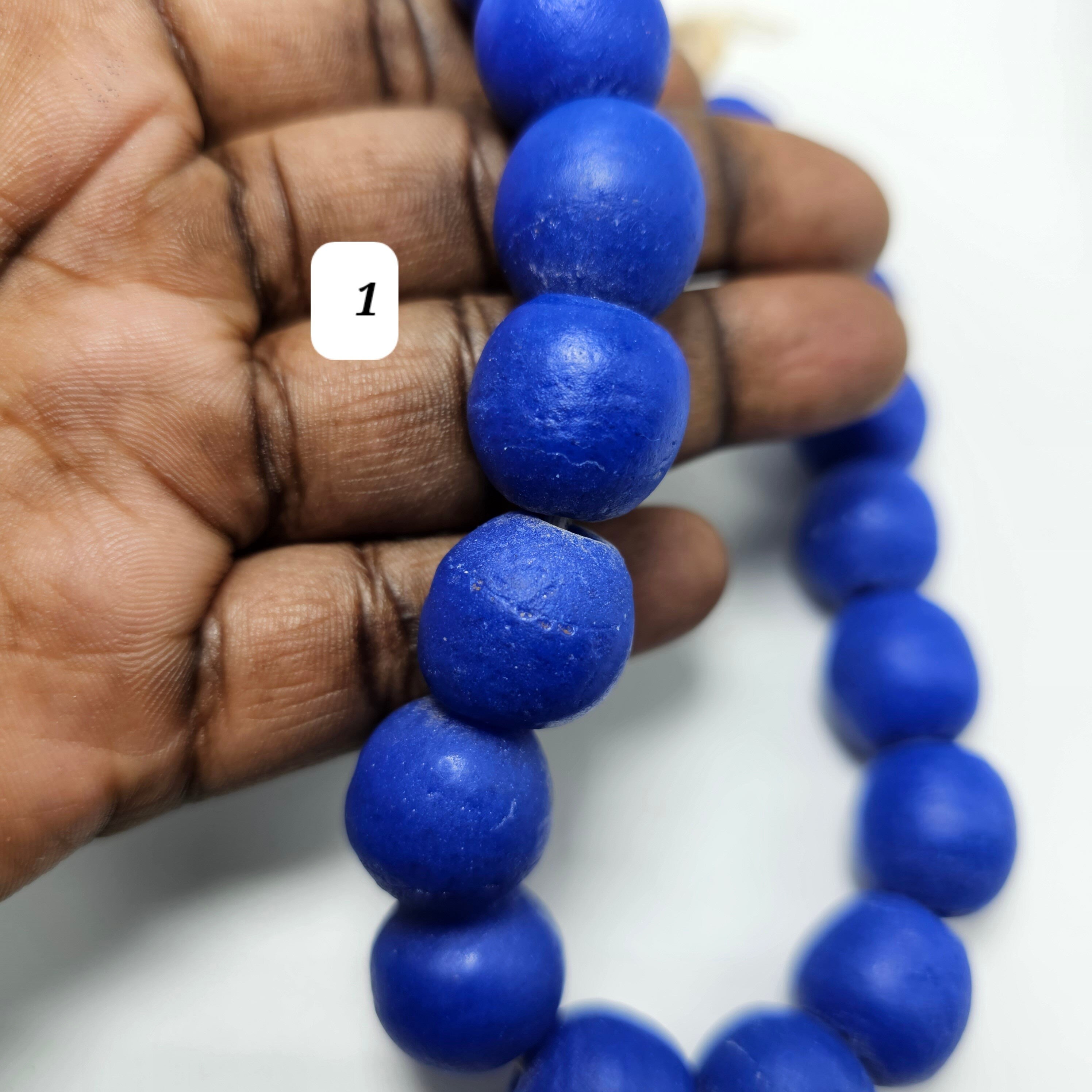 Blue African Ball Beads, Jewelry Making Beads