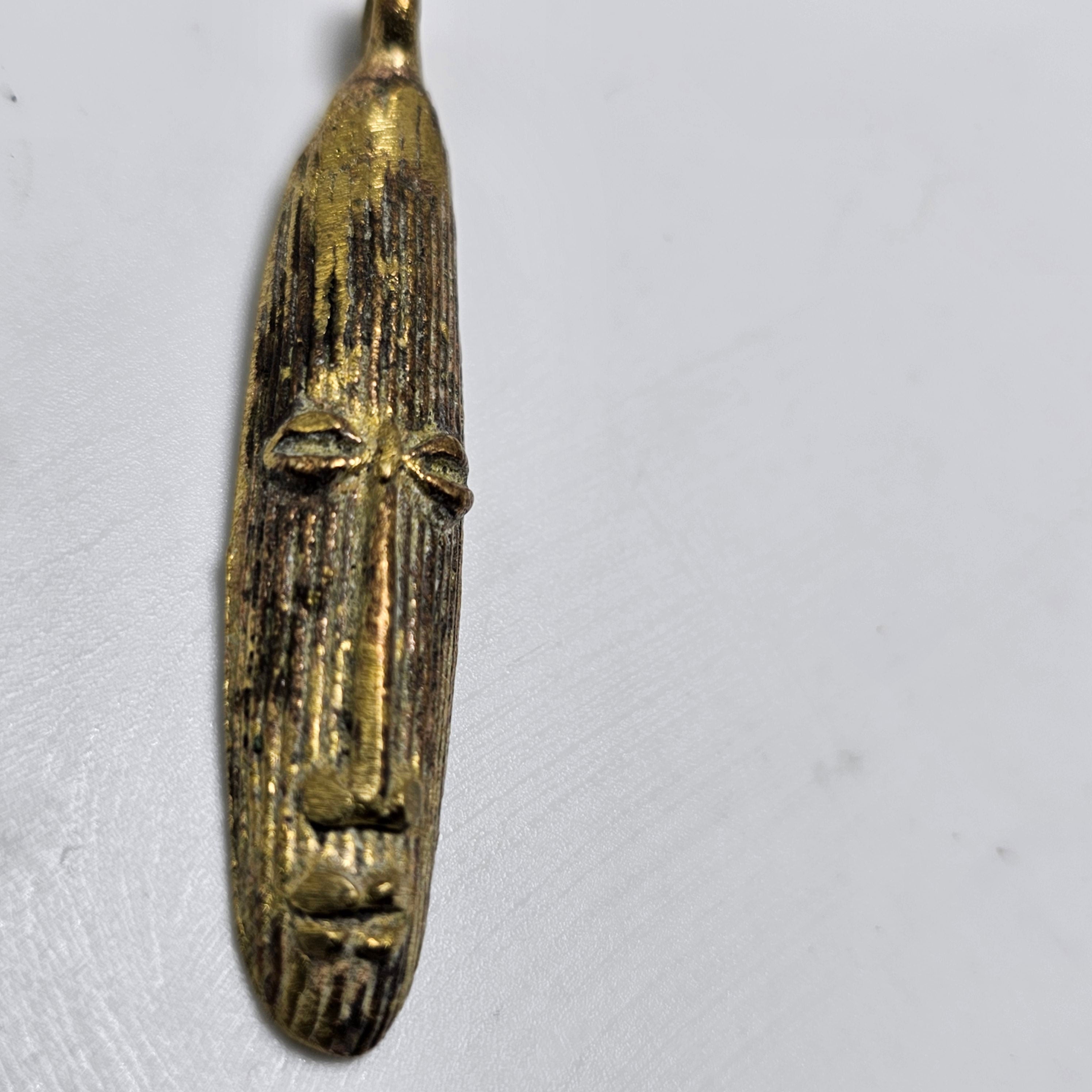 SALE: Long Brass Face, Brass Bead, African Jewelry