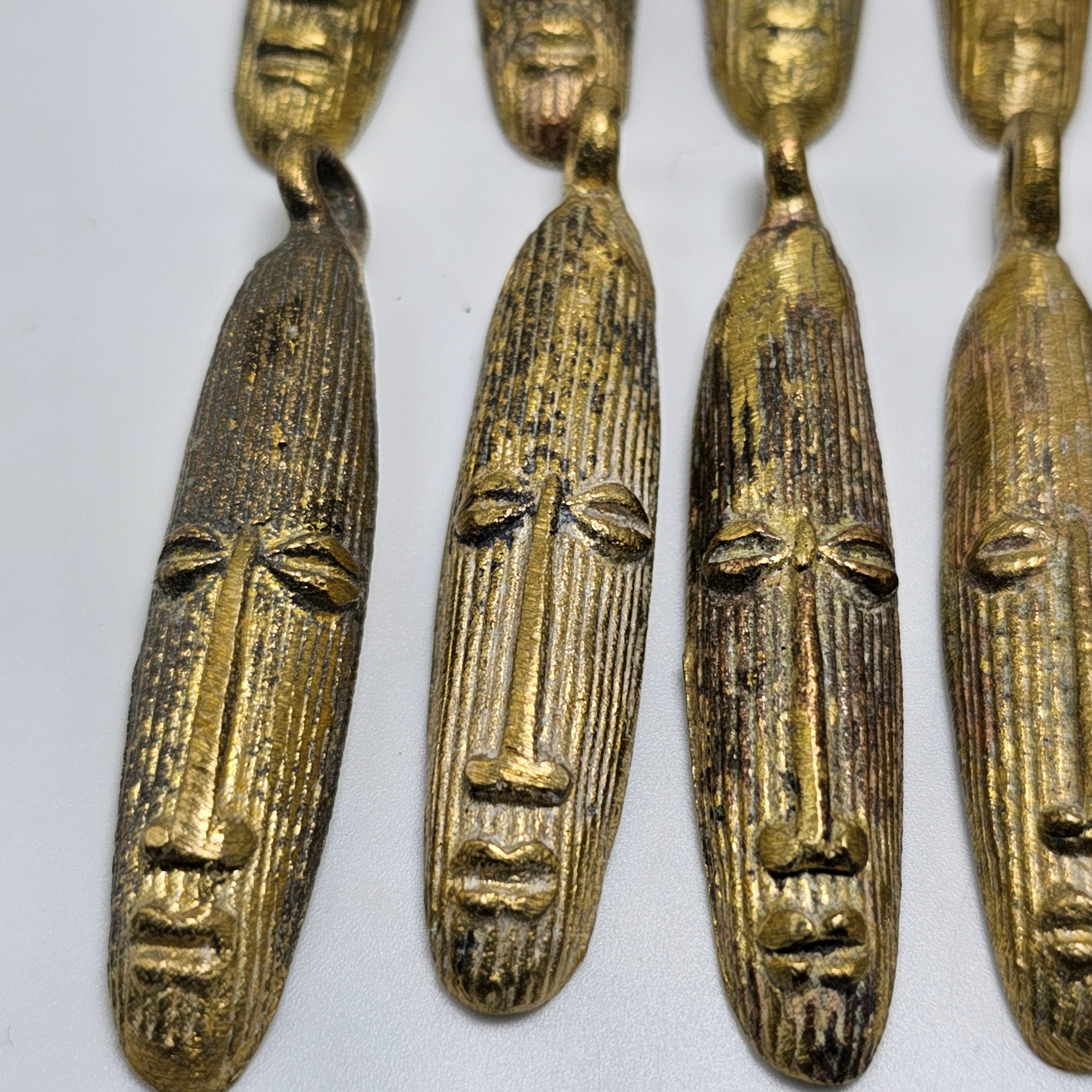 SALE: Long Brass Face, Brass Bead, African Jewelry