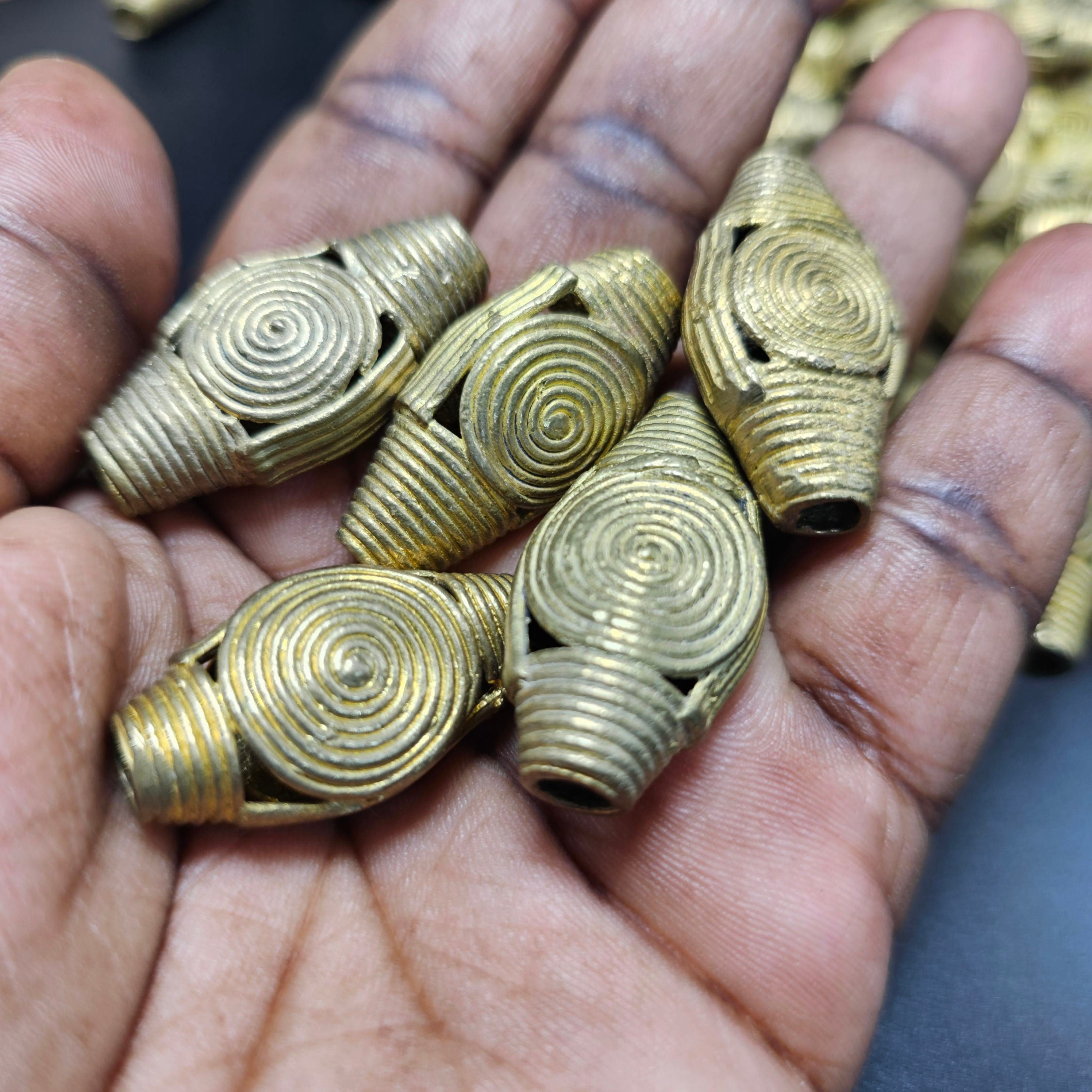 African Lost Wax, African Brass Beads, Bi-cone Brass Beads