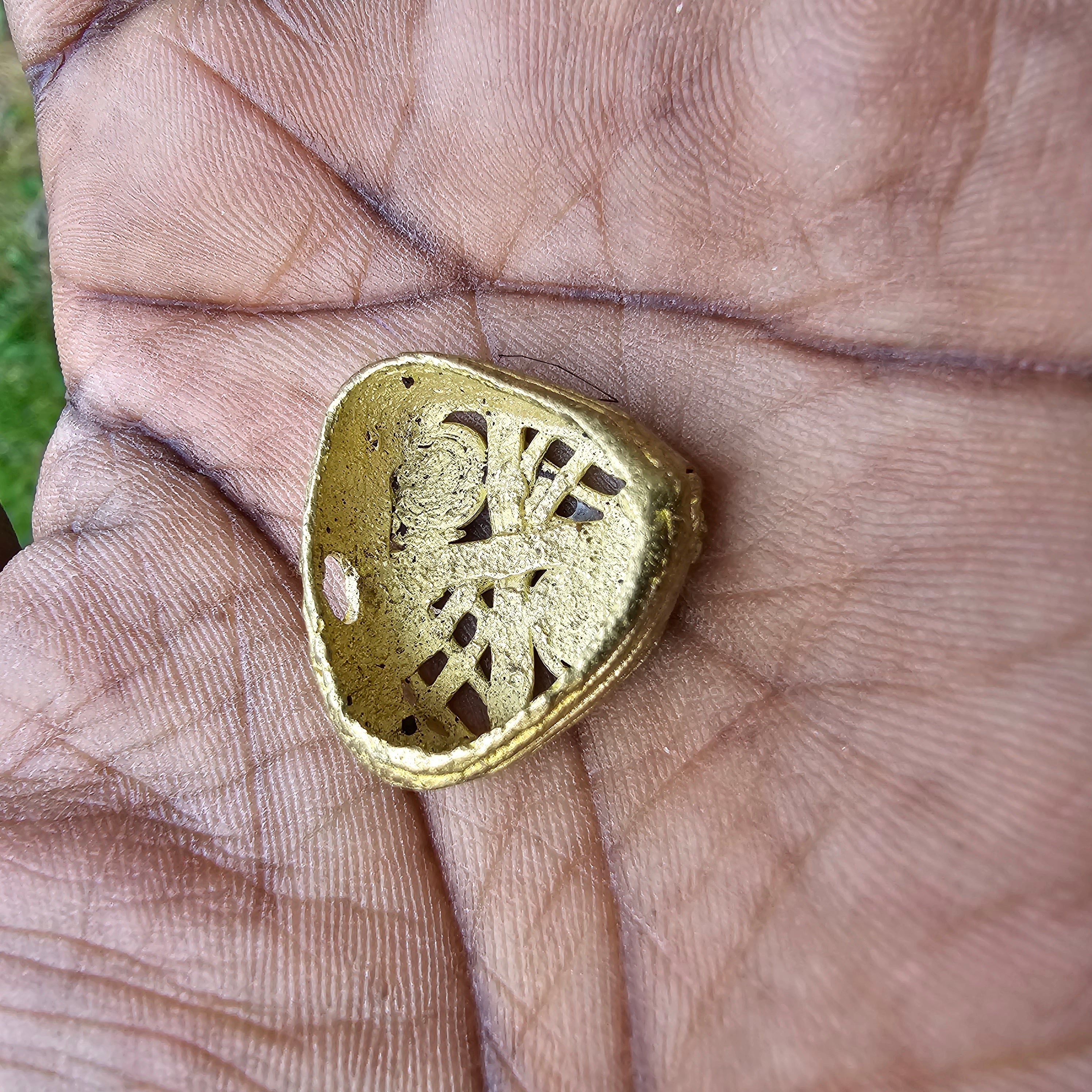 Small Triangular African Beads, Polish Brass