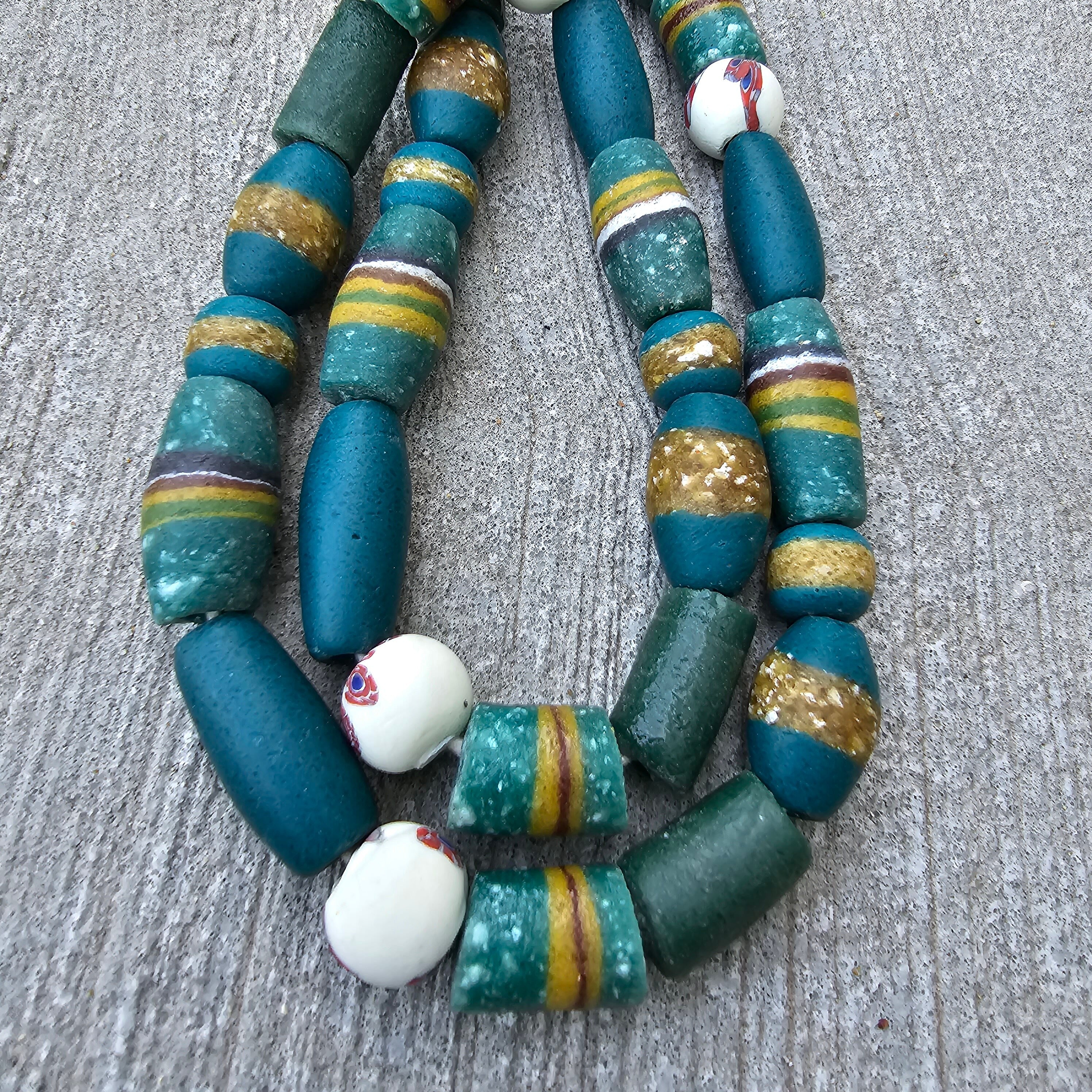 Teal Medley African Beads