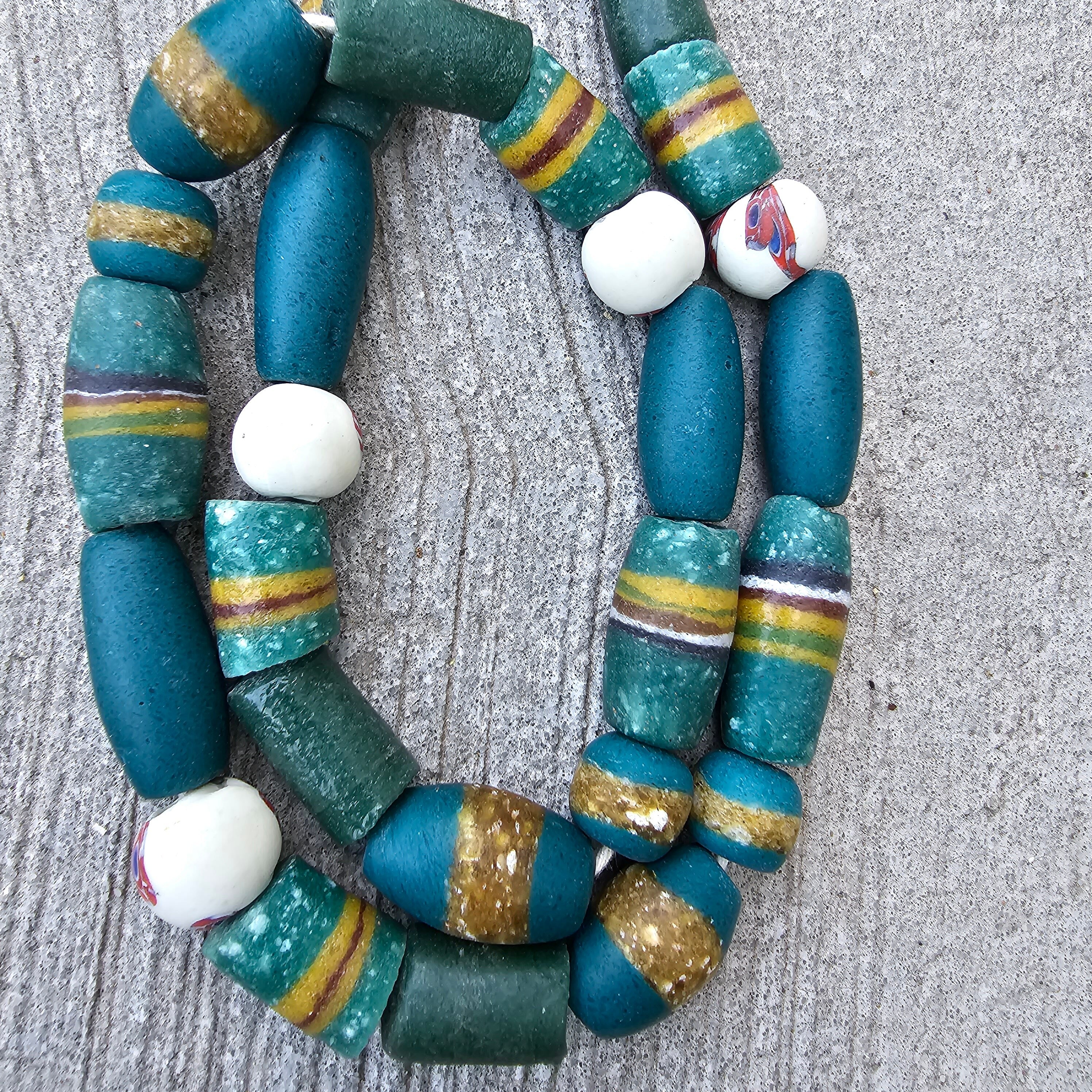 Teal Medley African Beads