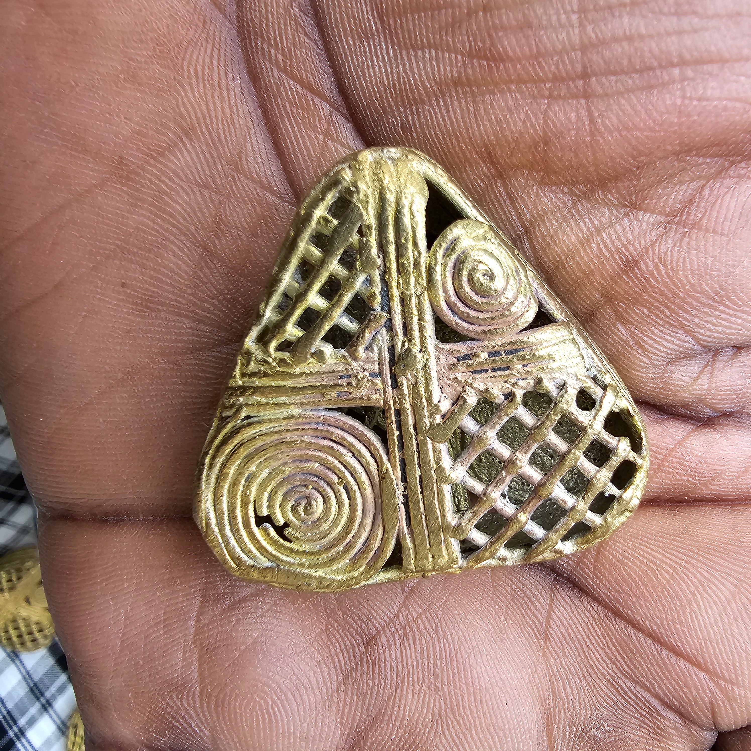 3D Trangle Brass Bead, African Brass, Jewelry Making Beads