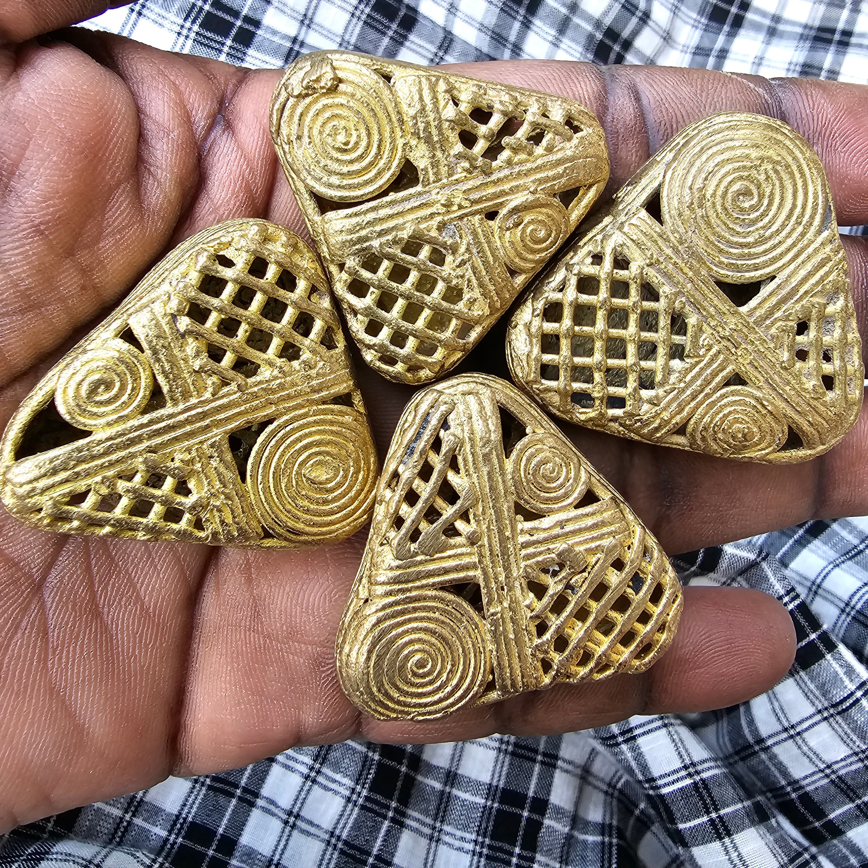 3D Trangle Brass Bead, African Brass, Jewelry Making Beads