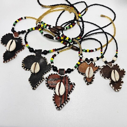 African Map Necklace, Rasta Necklace