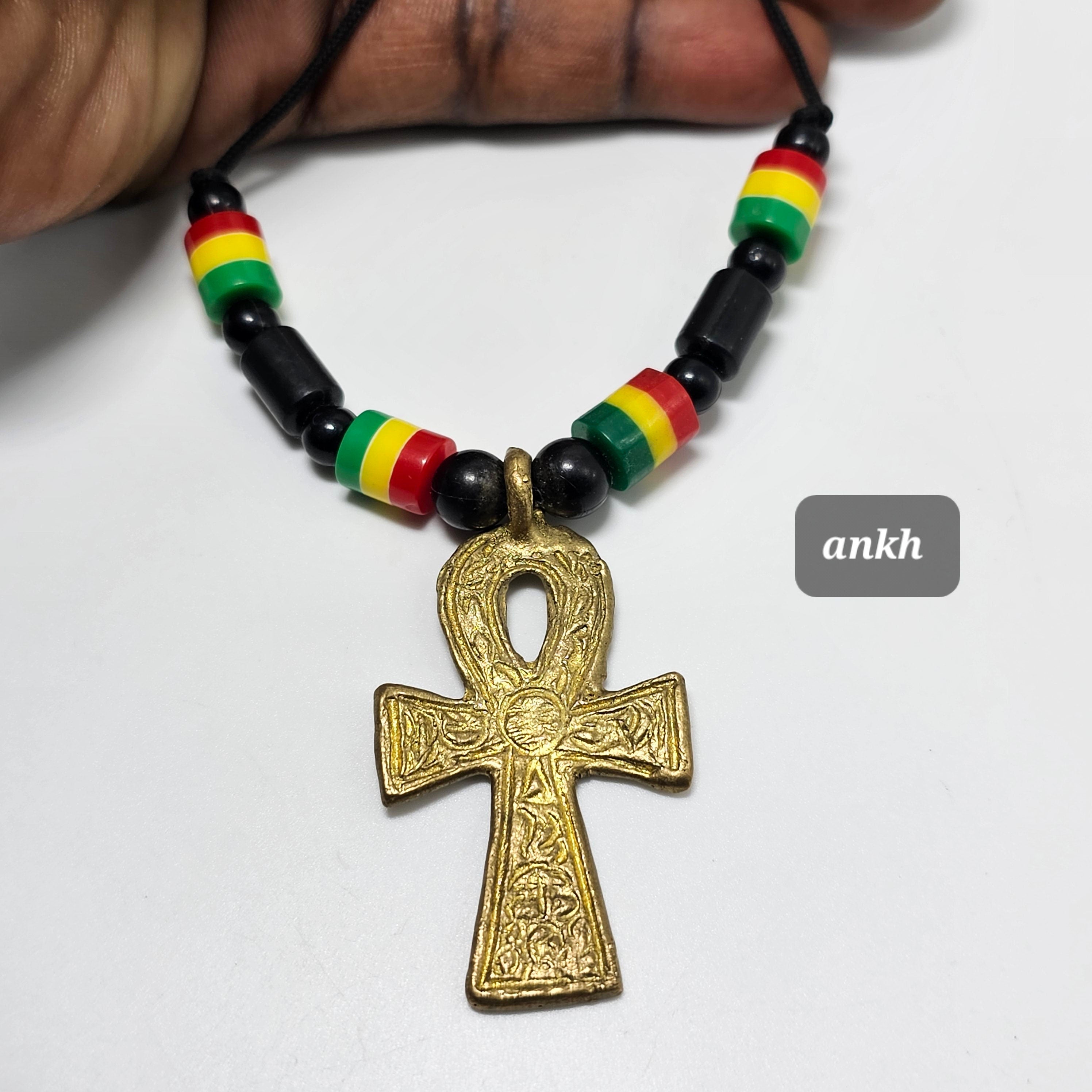 Ashante Brass Necklace, African Jewelry, Adinkra Symbols