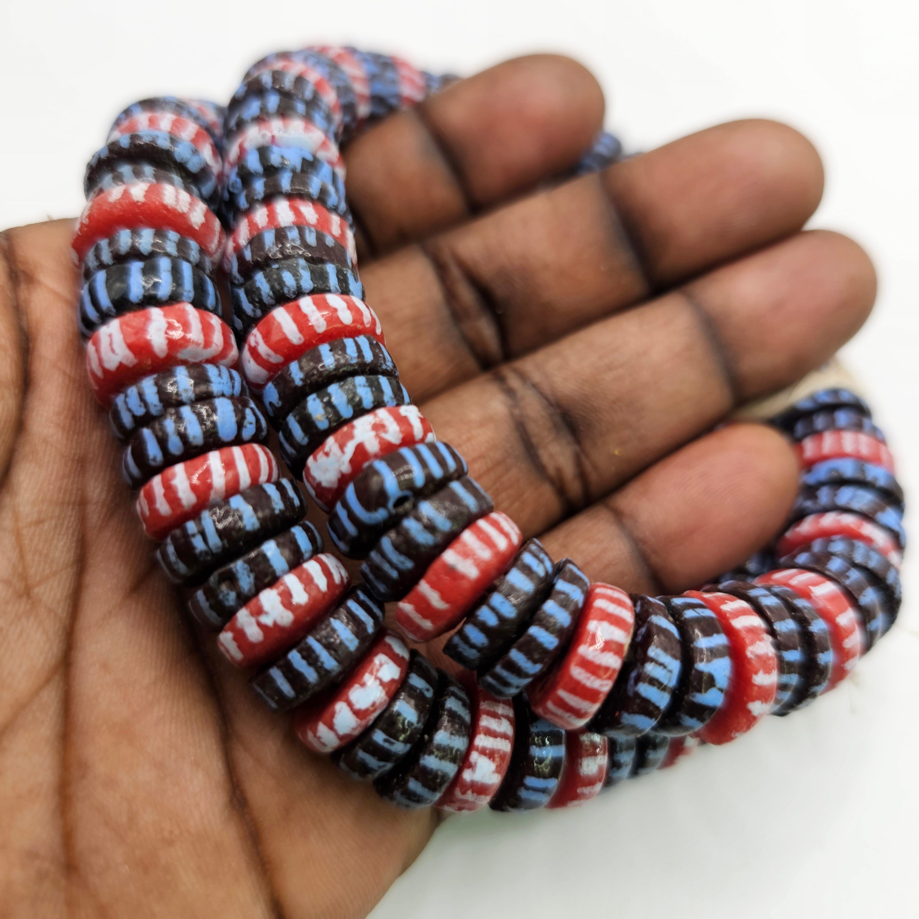 Spacer African Beads, Disk Glass Beads