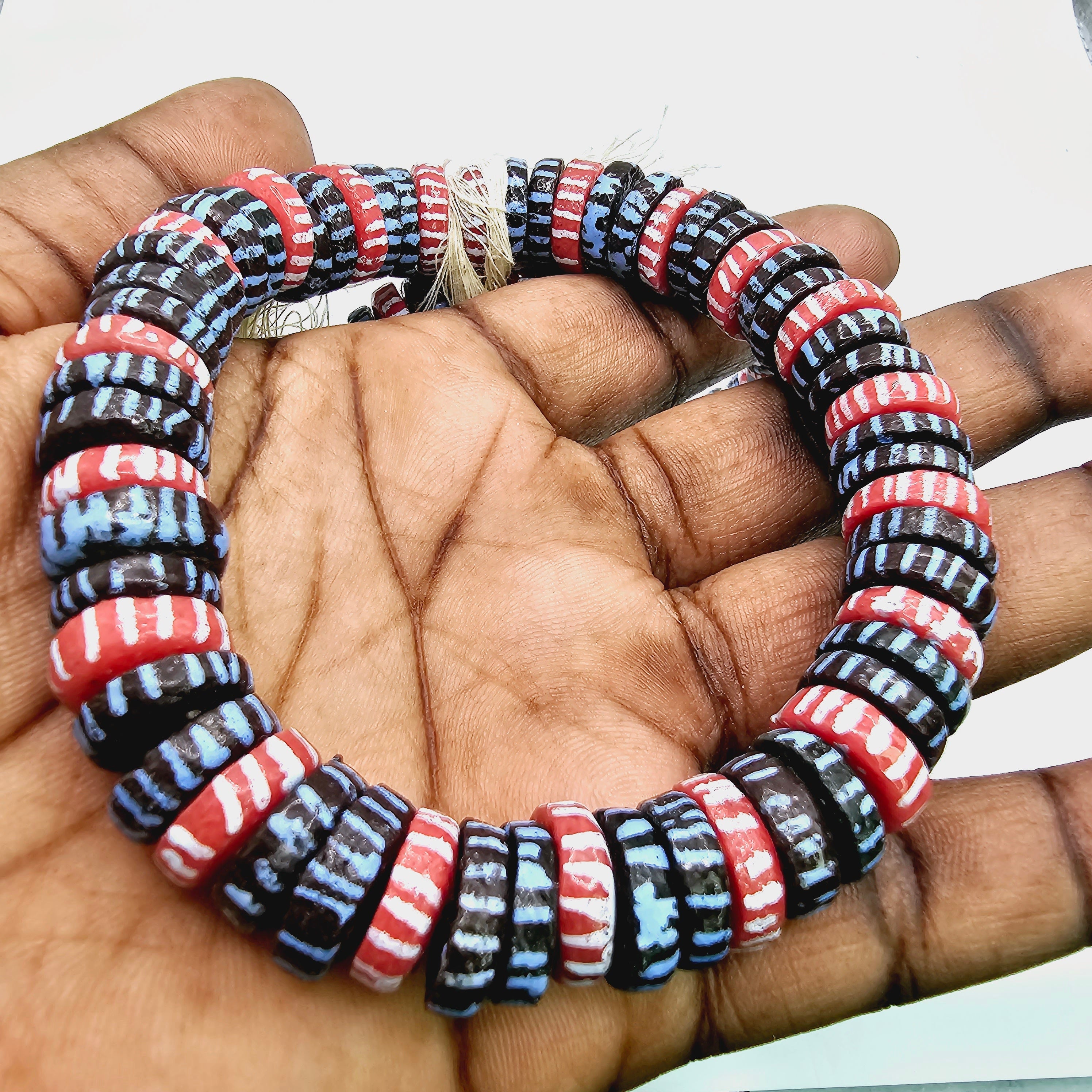 Spacer African Beads, Disk Glass Beads