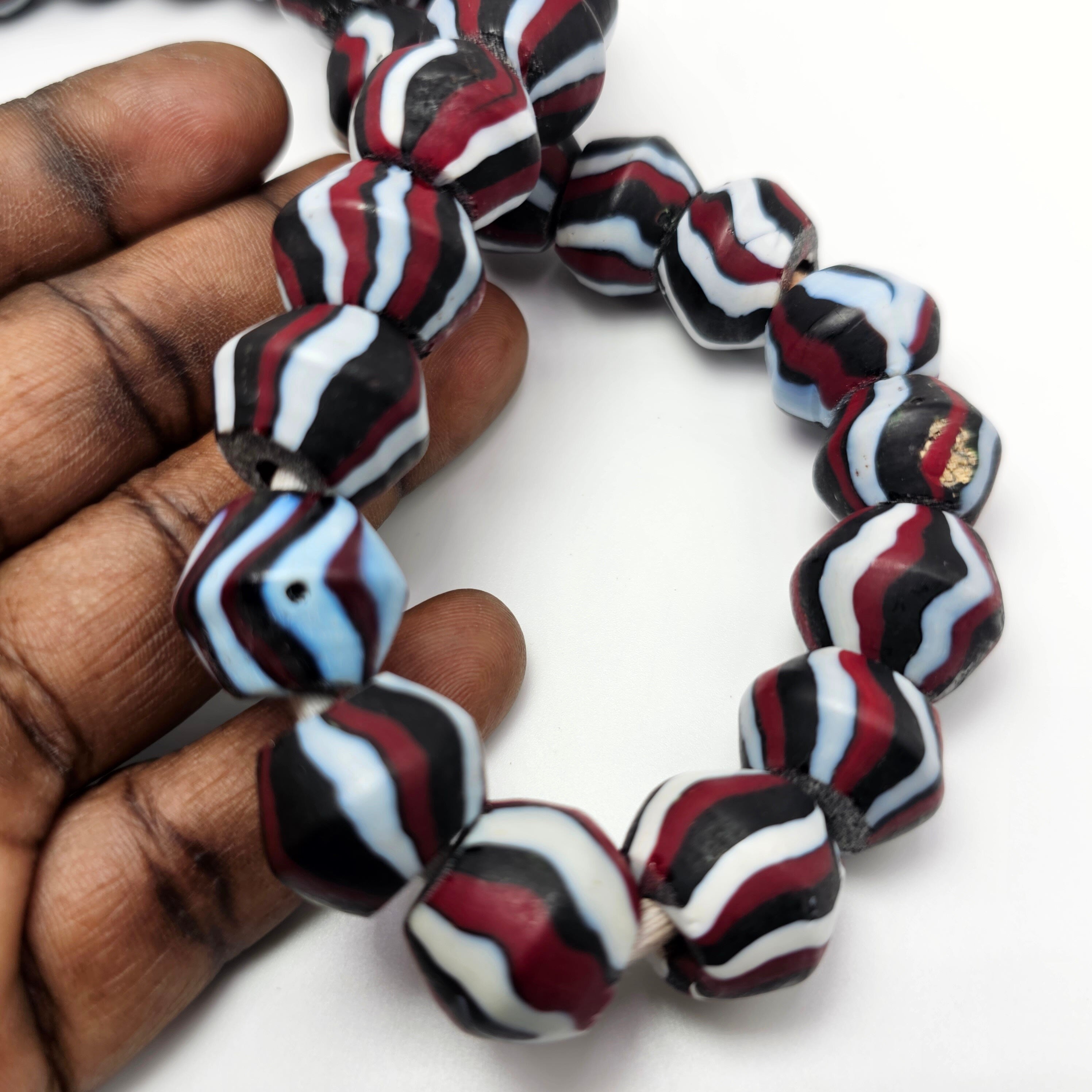 Red Marble Indian Beads