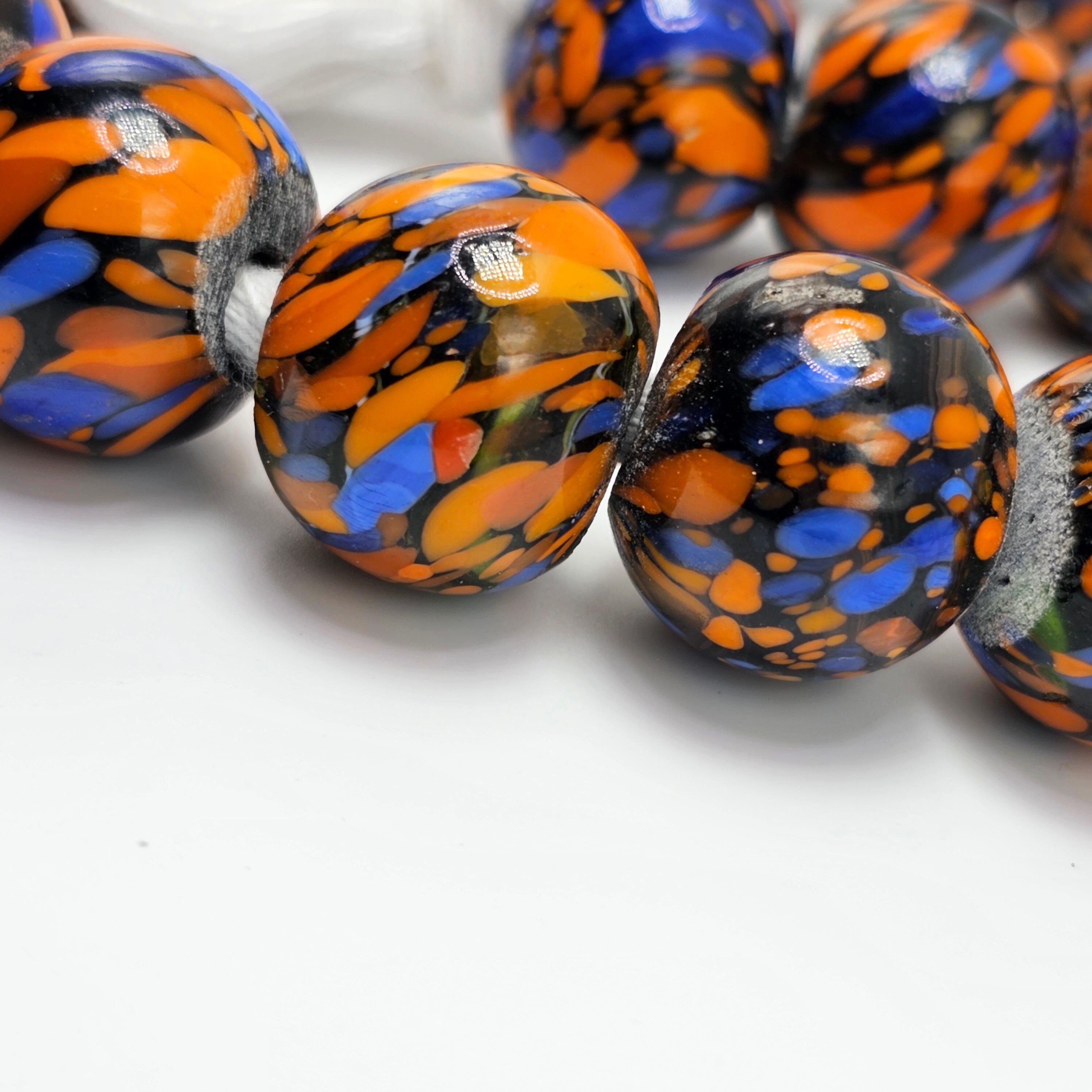 Orange Blue Lamp Beads, Indian Beads