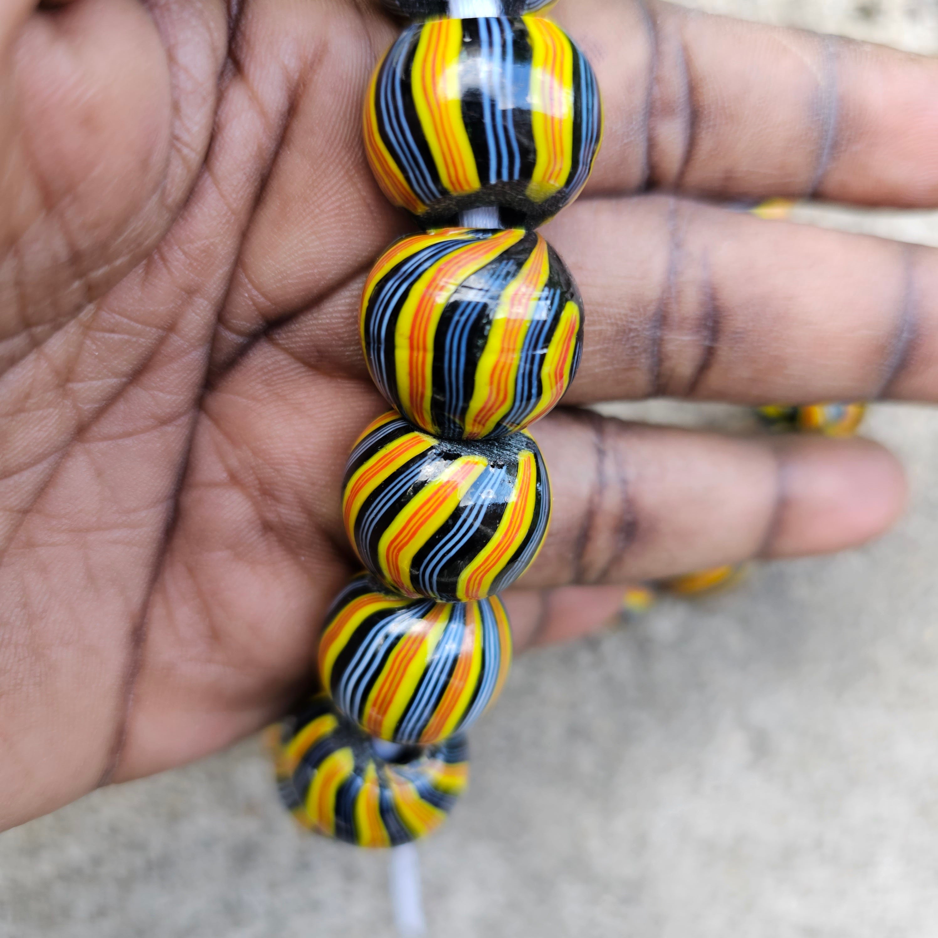 Yellow Stripe Glass Beads