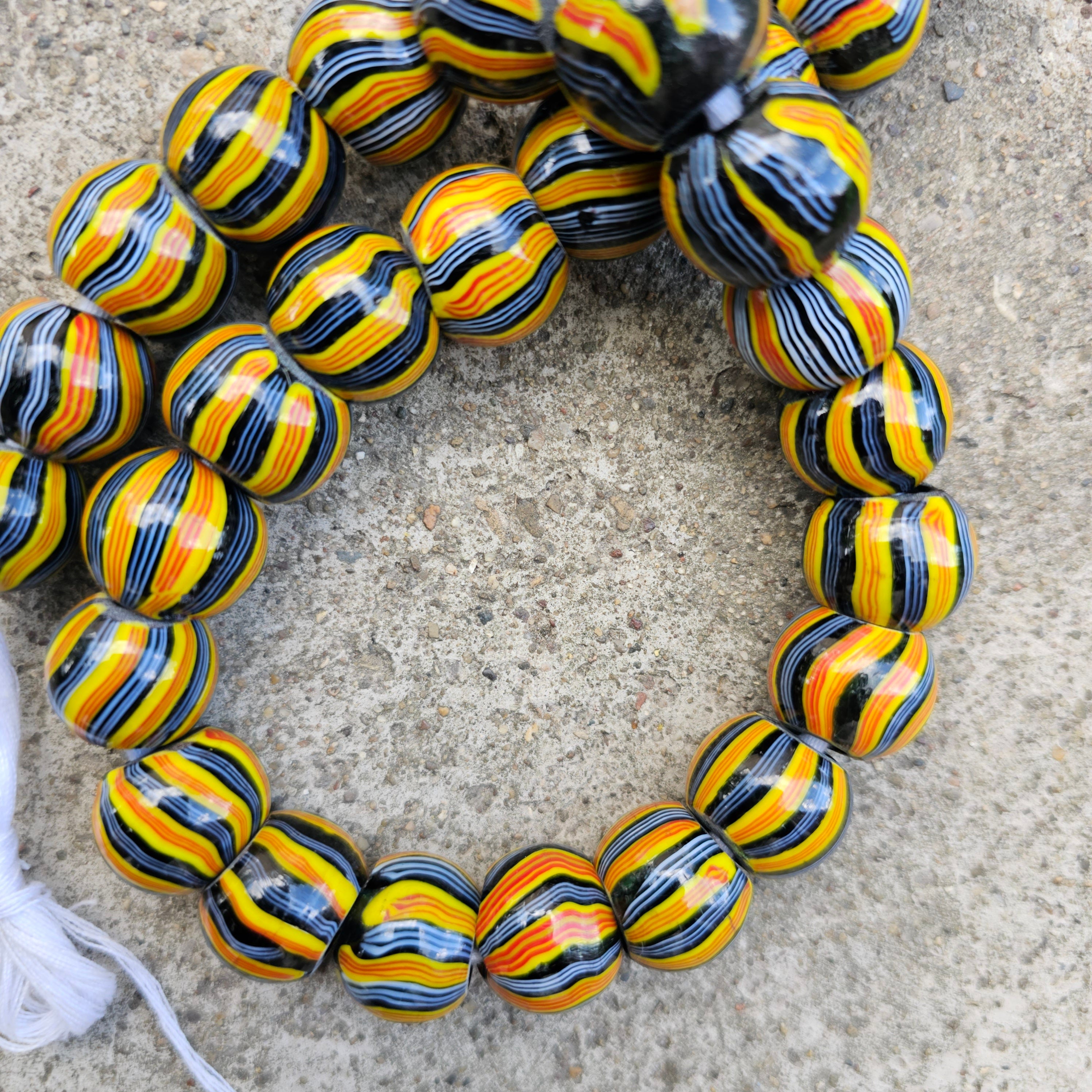 Yellow Stripe Glass Beads