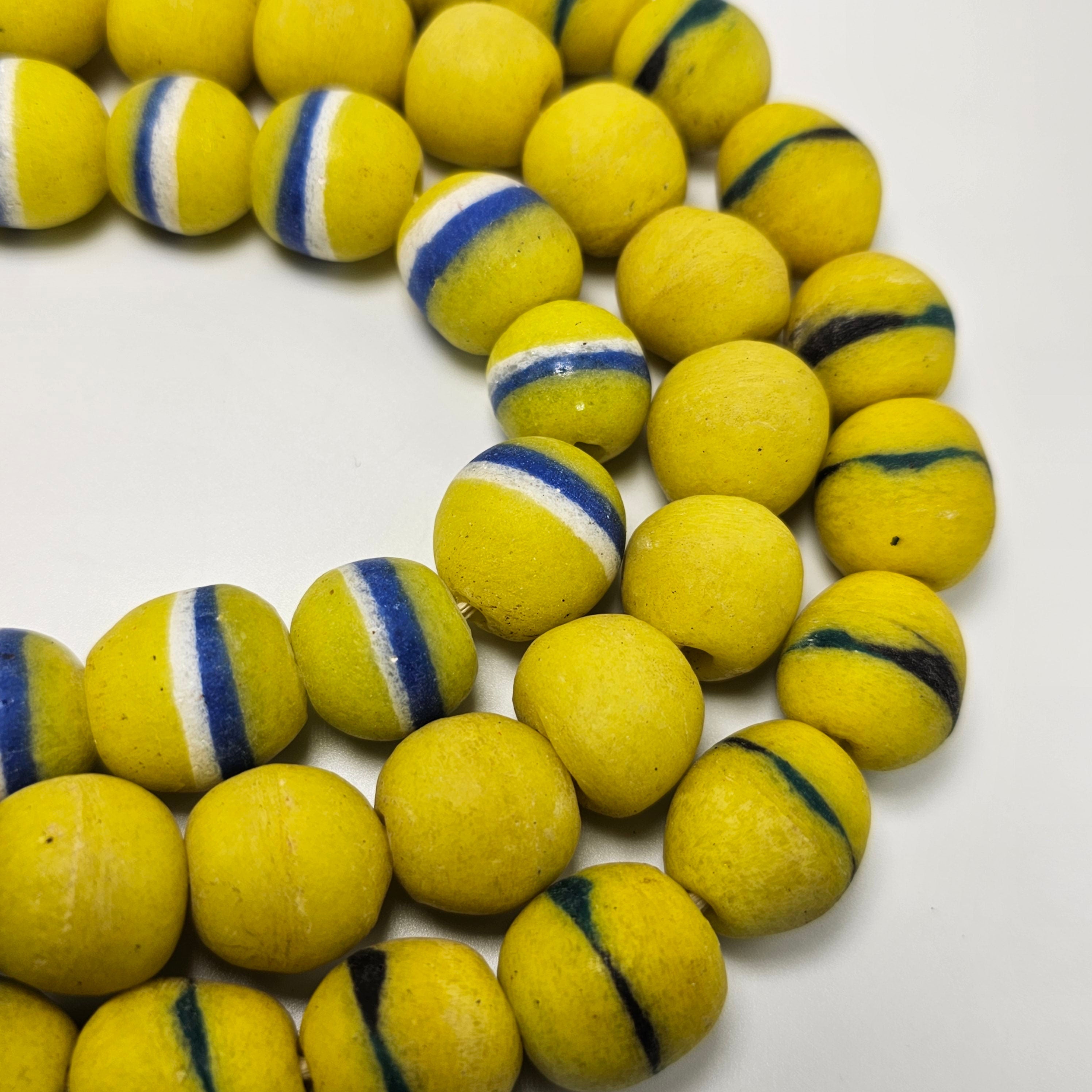 Yellow African Ball Beads, Jewelry Making Beads