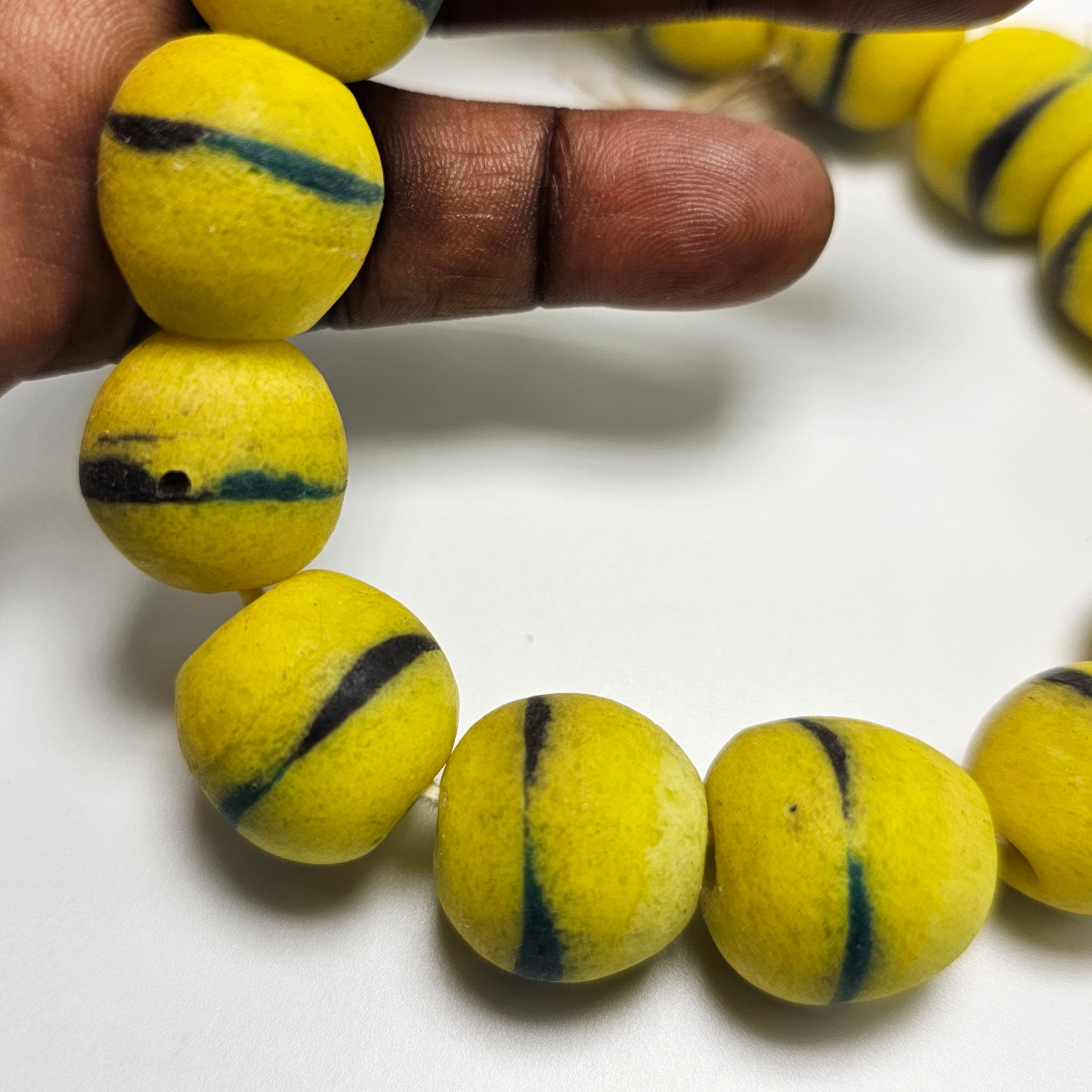 Yellow African Ball Beads, Jewelry Making Beads