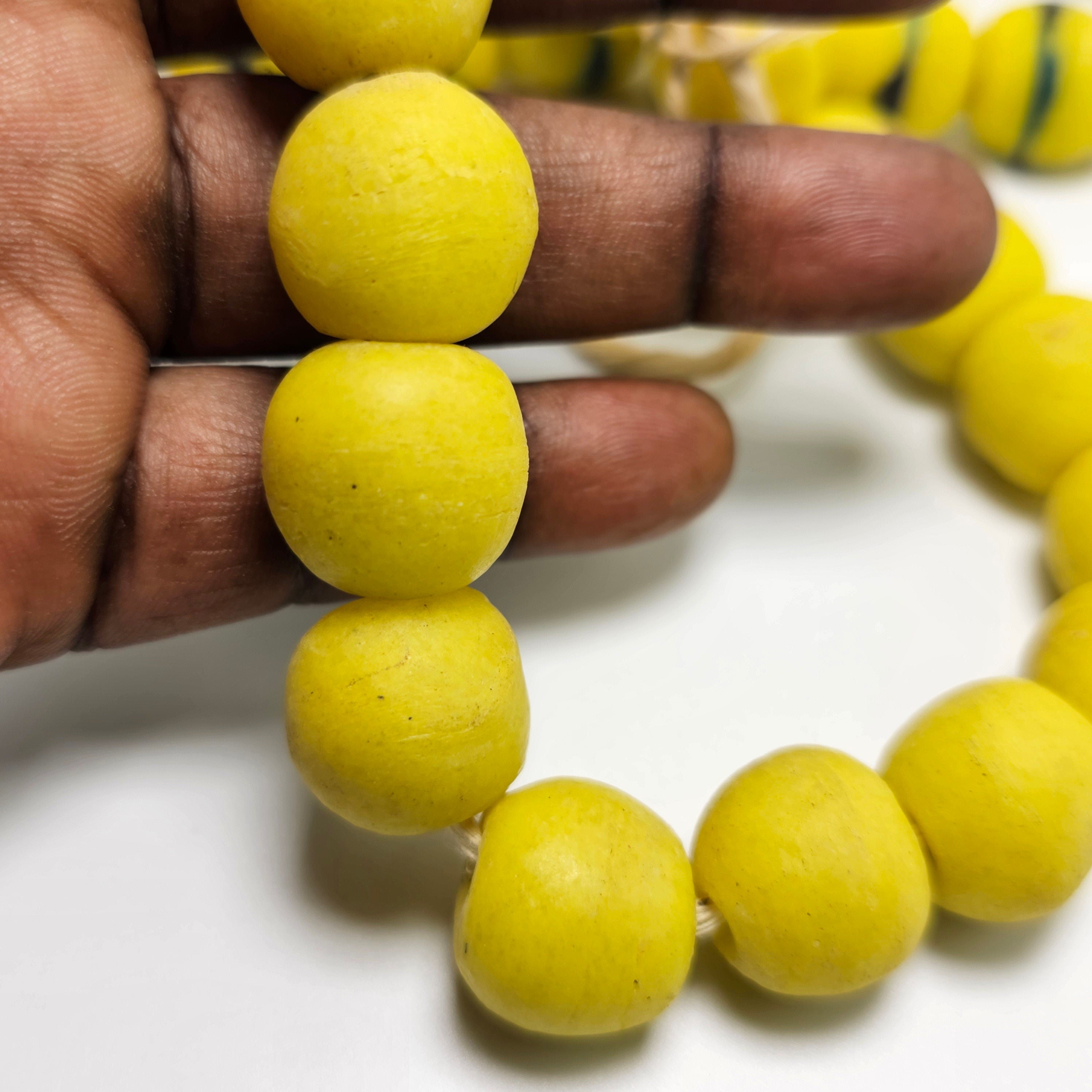 Yellow African Ball Beads, Jewelry Making Beads