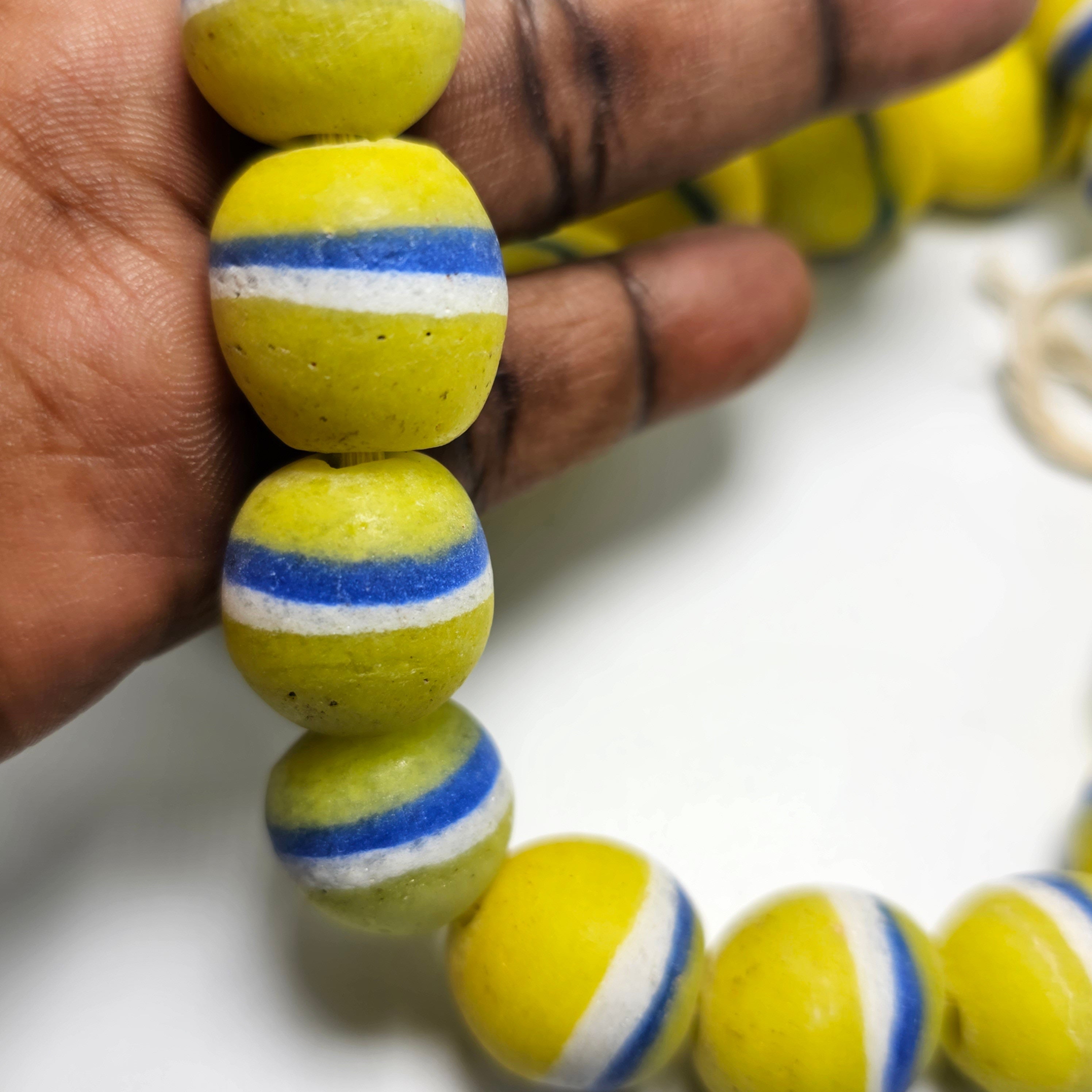 Yellow African Ball Beads, Jewelry Making Beads