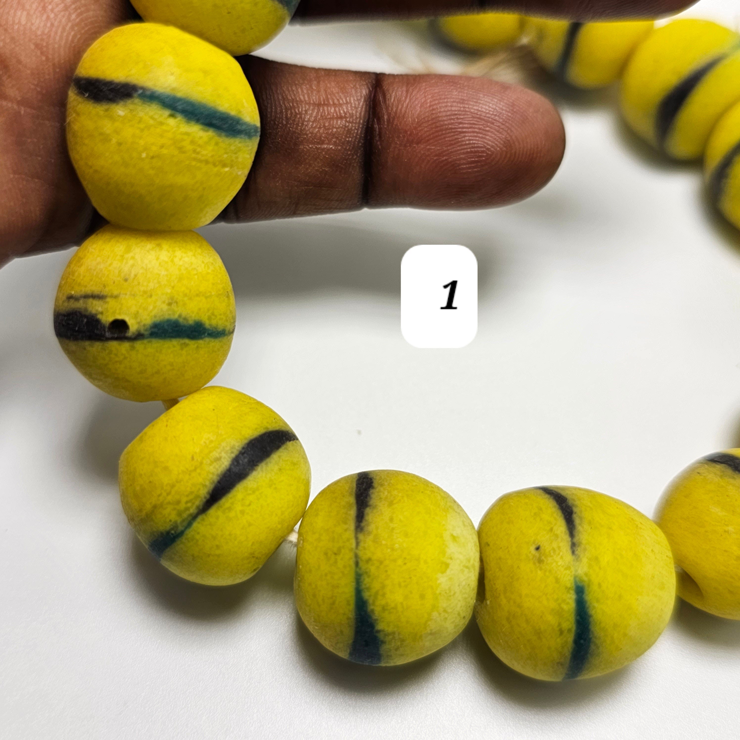 Yellow African Ball Beads, Jewelry Making Beads