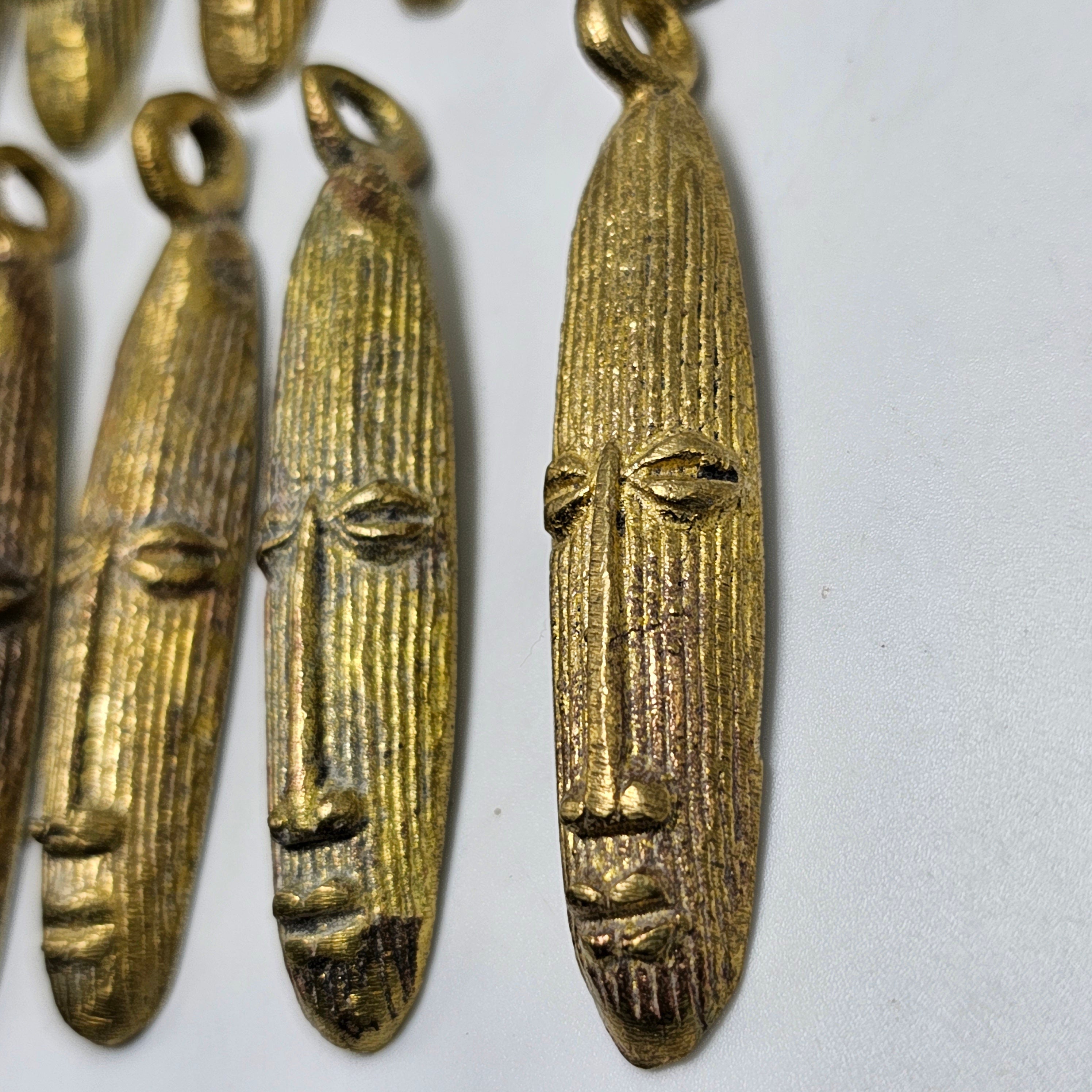 SALE: Long Brass Face, Brass Bead, African Jewelry