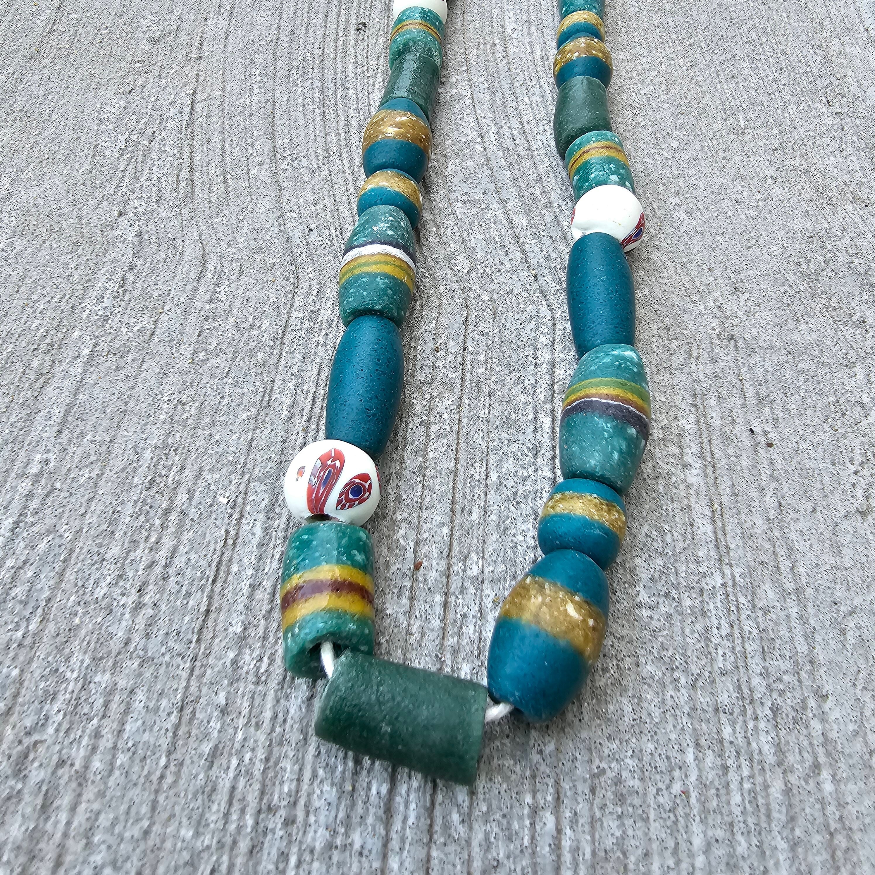 Teal Medley African Beads