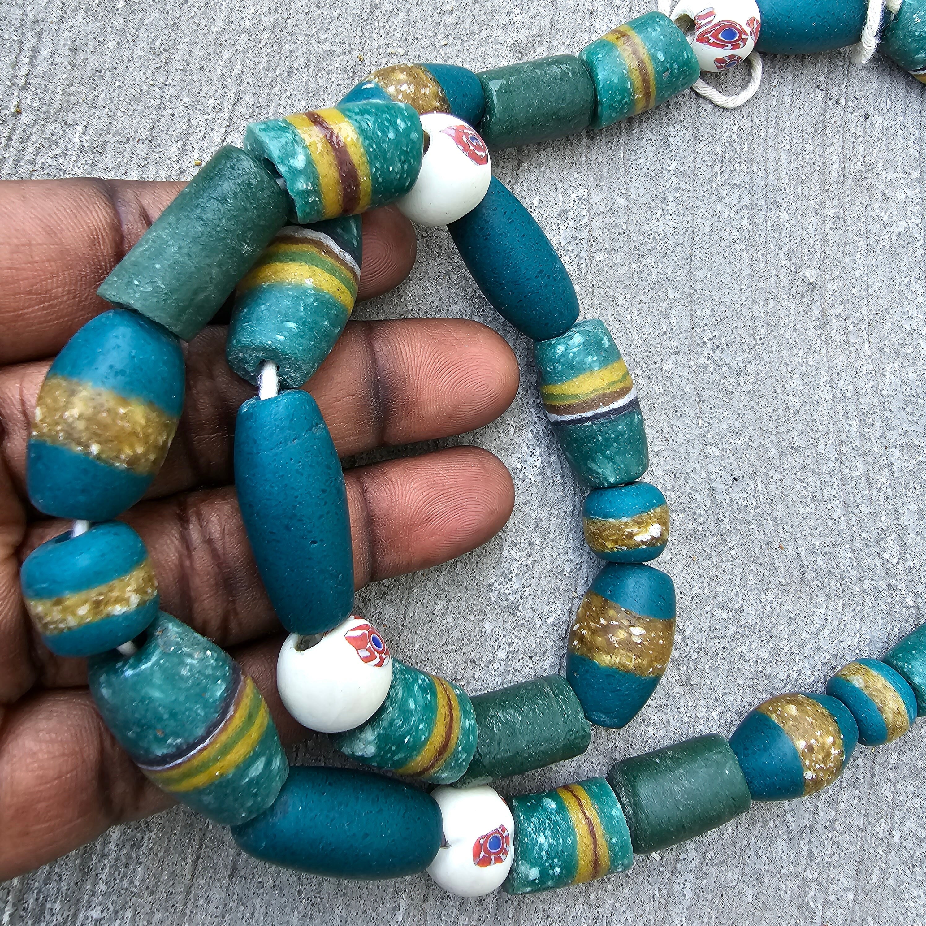 Teal Medley African Beads