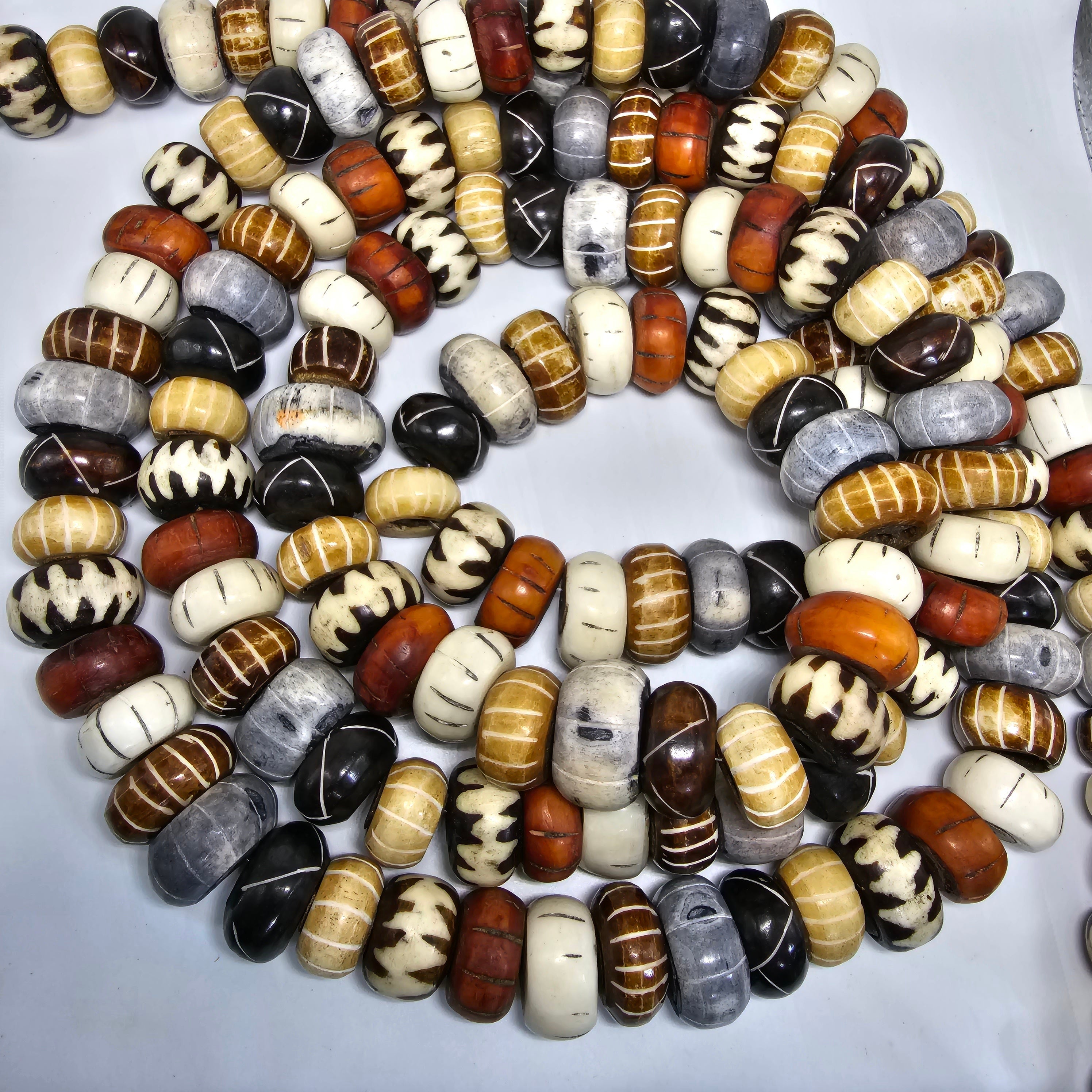 Mix Bone Beads, Handmade African Kenyan