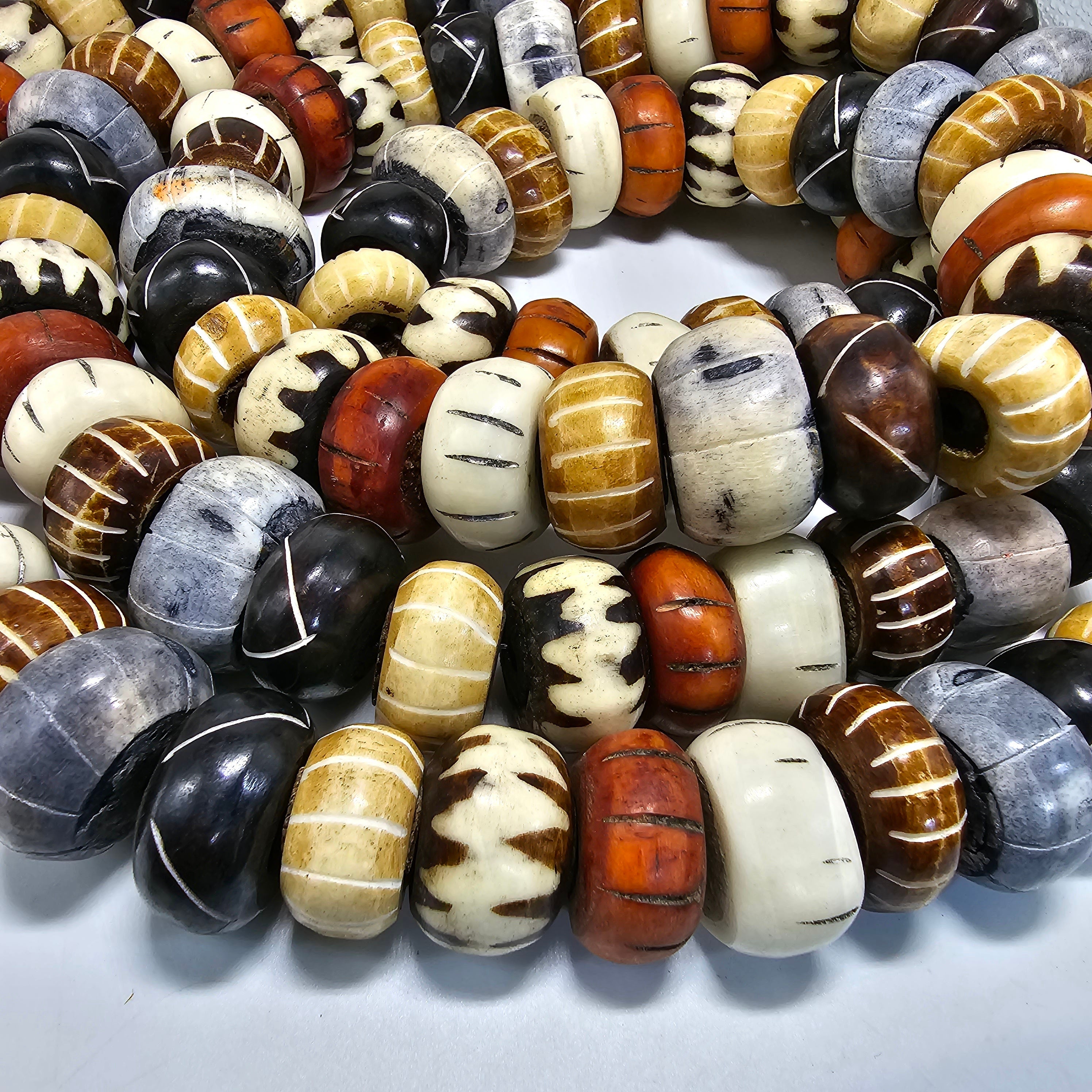 Mix Bone Beads, Handmade African Kenyan