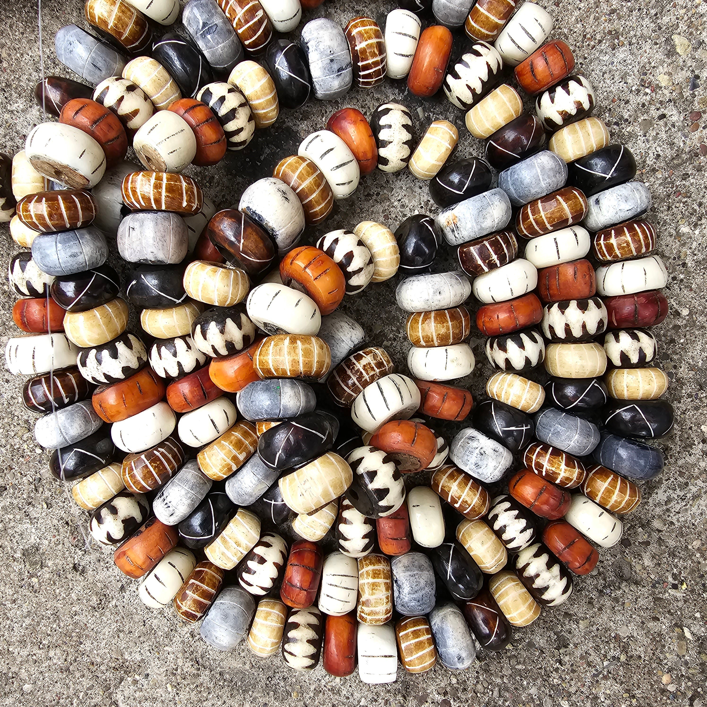 Mix Bone Beads, Handmade African Kenyan