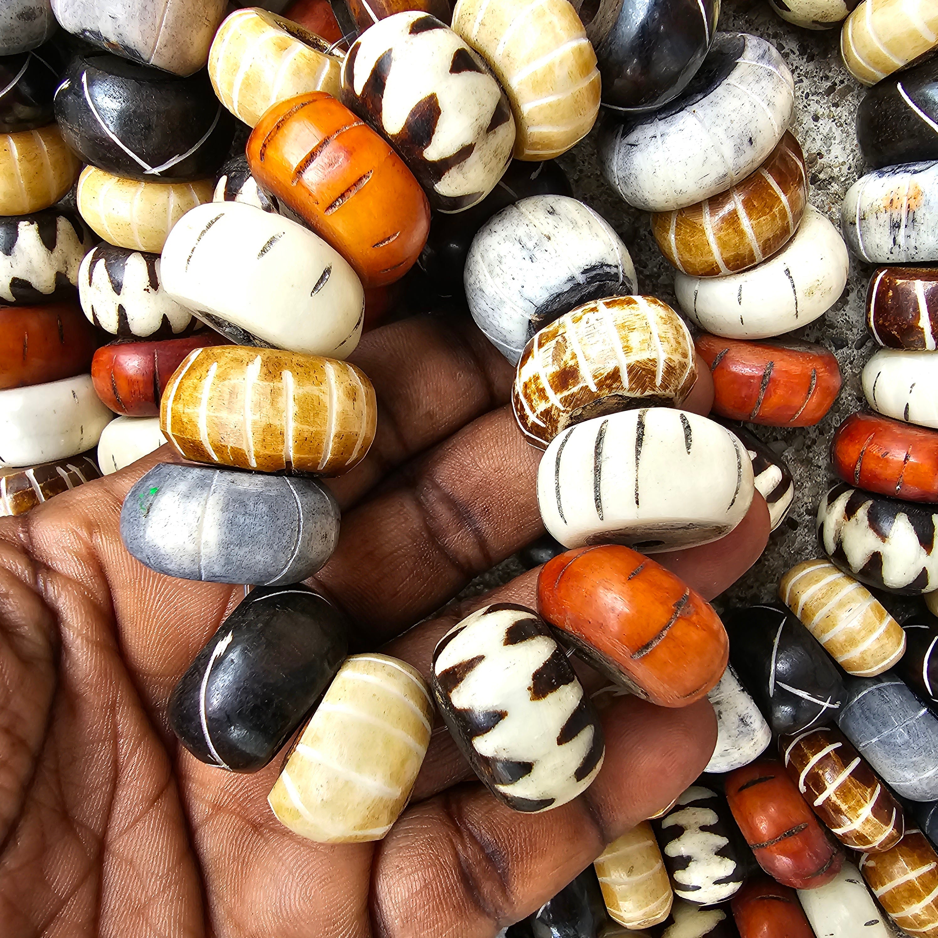 Mix Bone Beads, Handmade African Kenyan